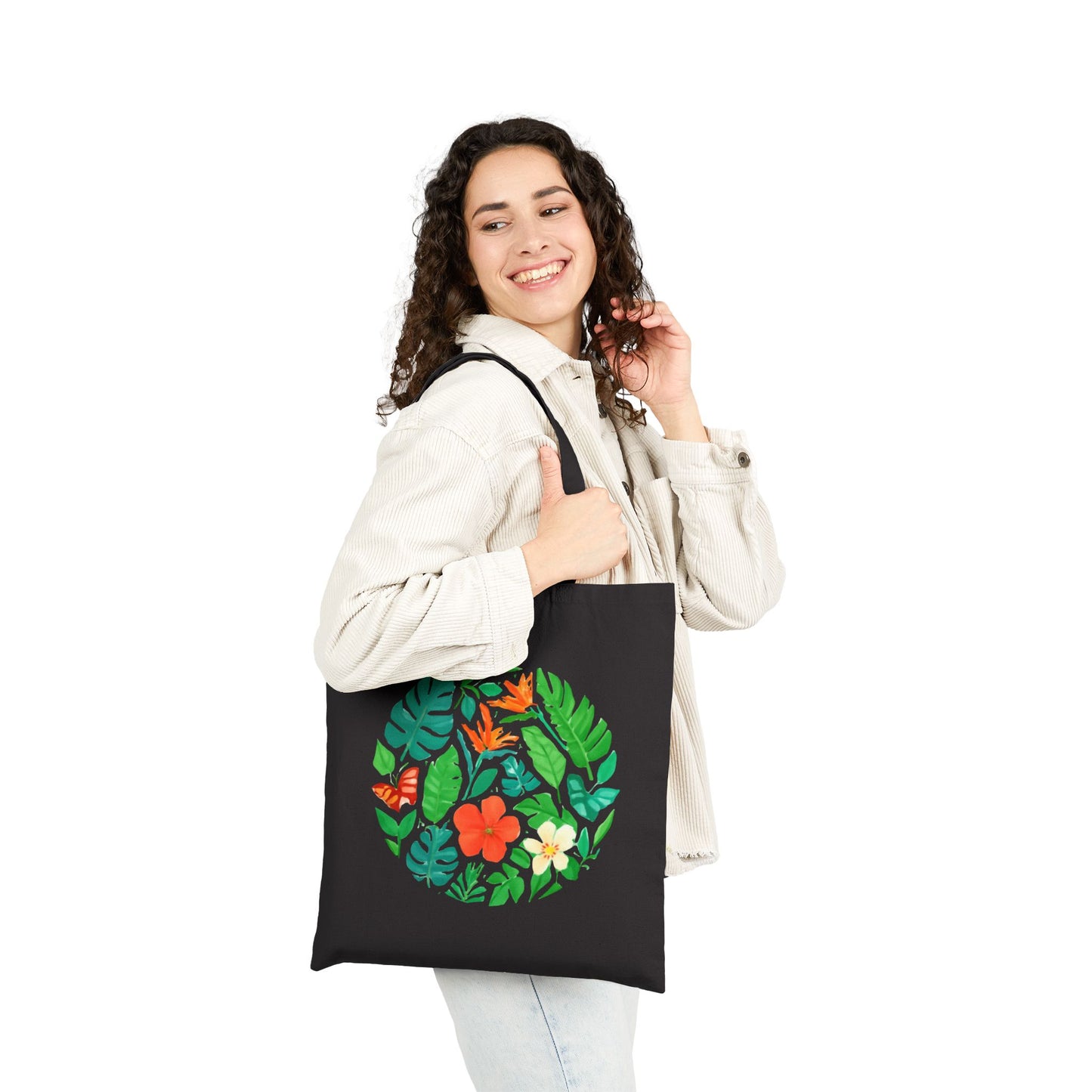 Tote Bag — Tropical Floral Circle Canvas Tote