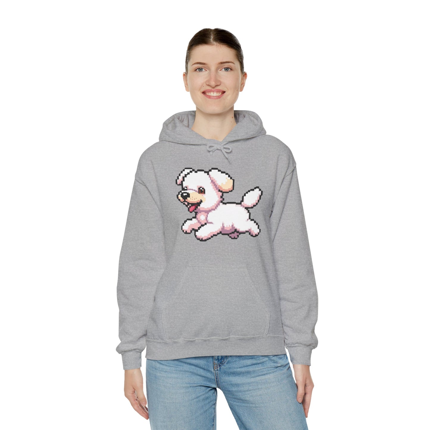 Pixelated Dog Unisex Hoodie, Cozy Pet Lover Sweatshirt, Cute Dog Design, Gift for Animal Lovers, Ideal for Casual Wear, Perfect for Holidays