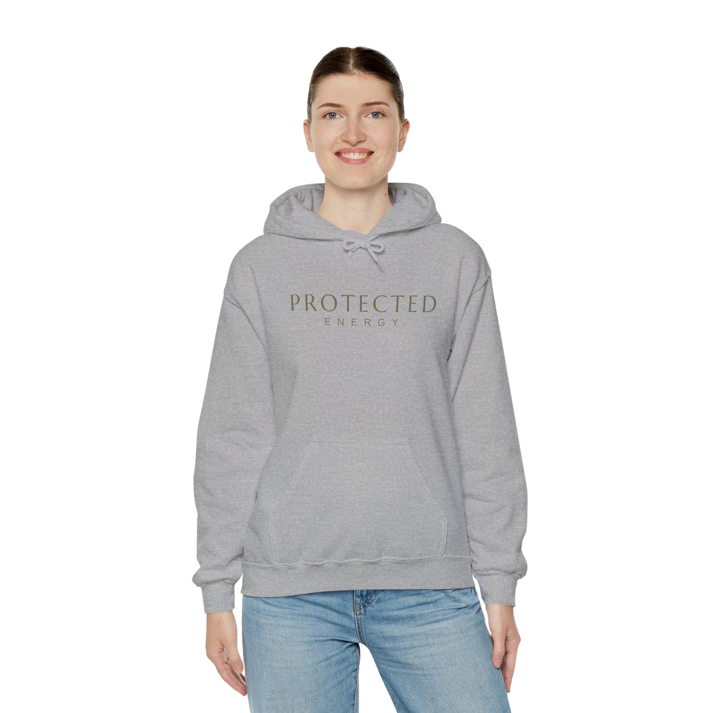 Protected Energy Unisex Heavy Blend Hoodie — Minimal Spiritual Wellness Hooded Sweatshirt