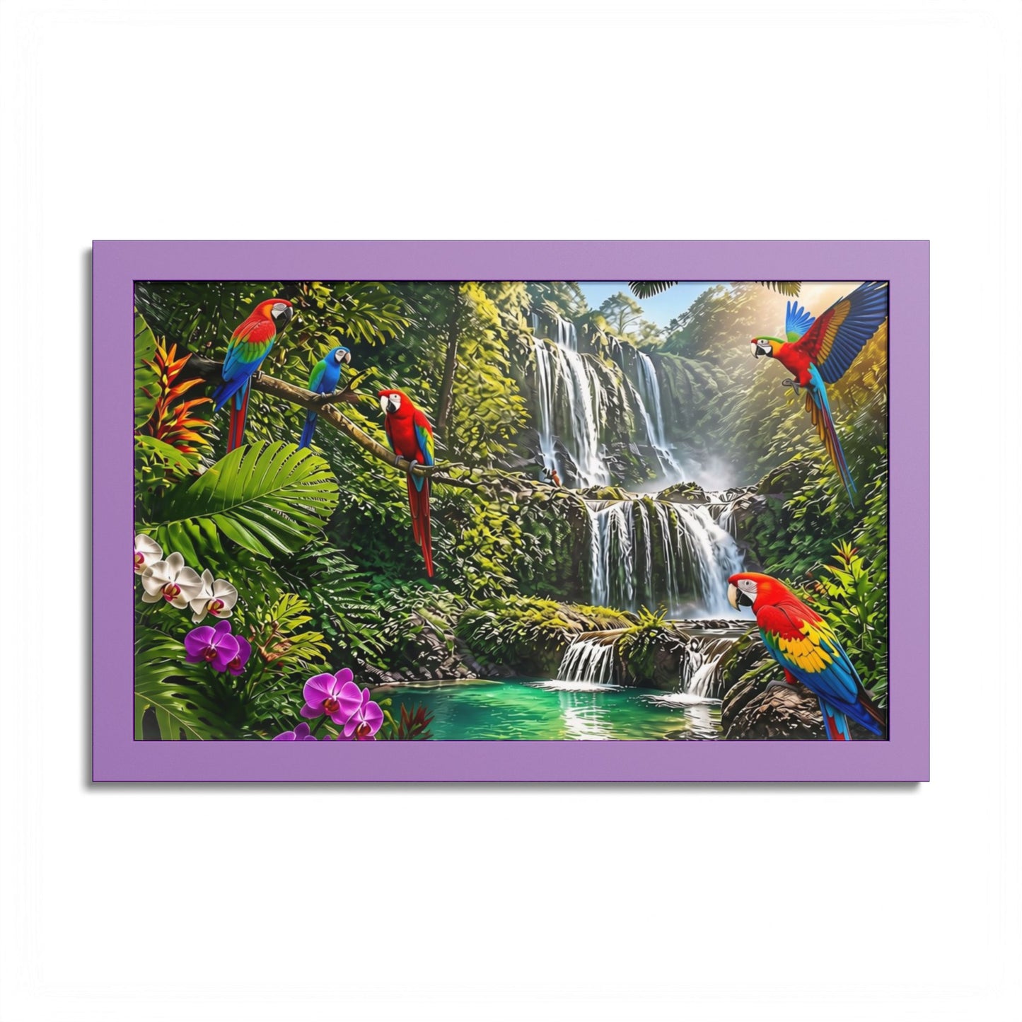 Tropical Waterfall Parrot Poster