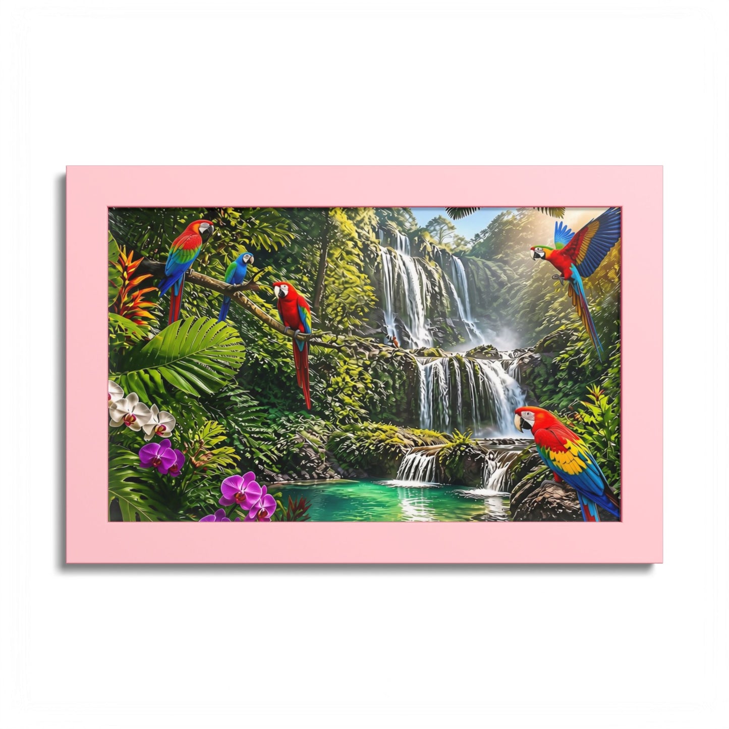 Tropical Waterfall Parrot Poster