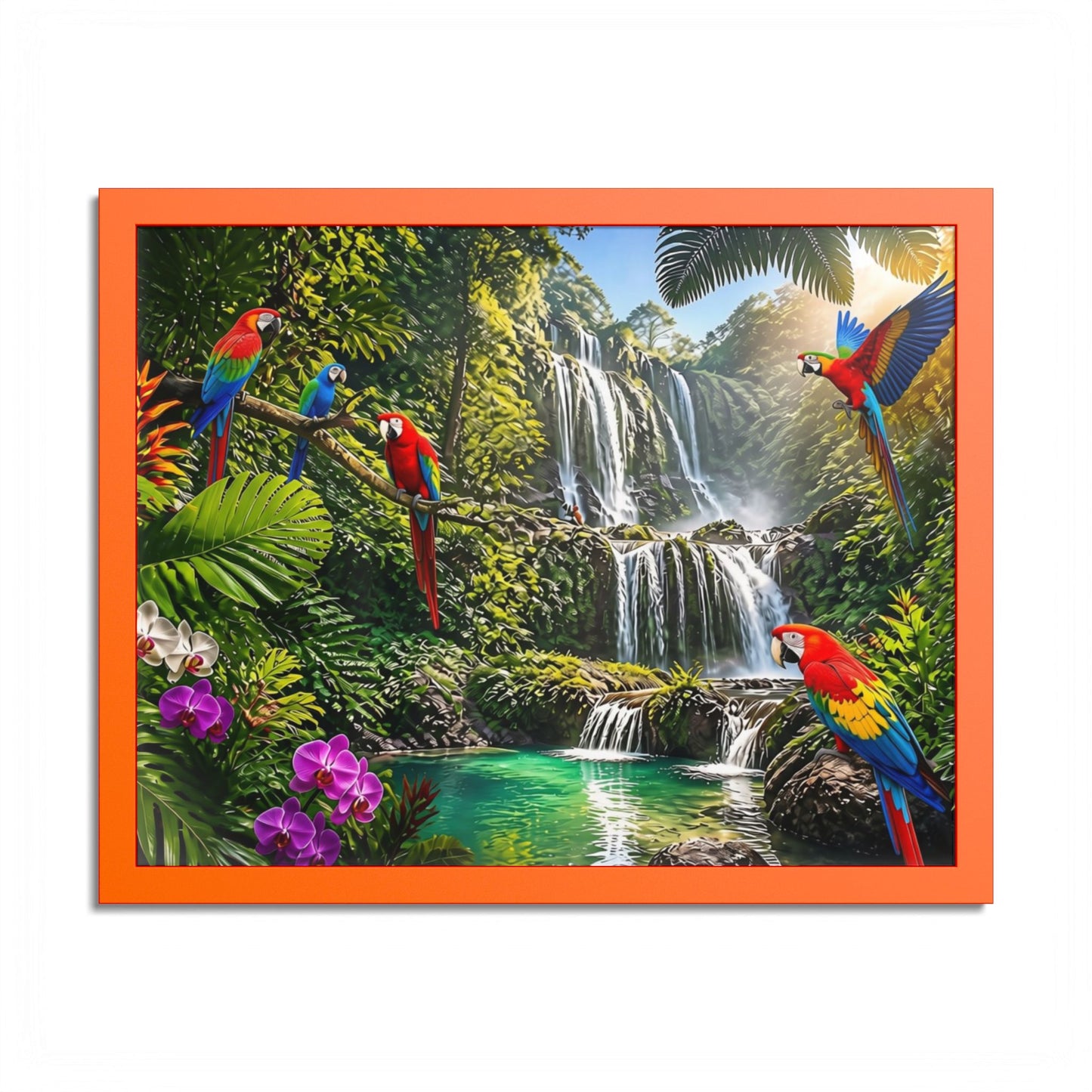 Tropical Waterfall Parrot Poster