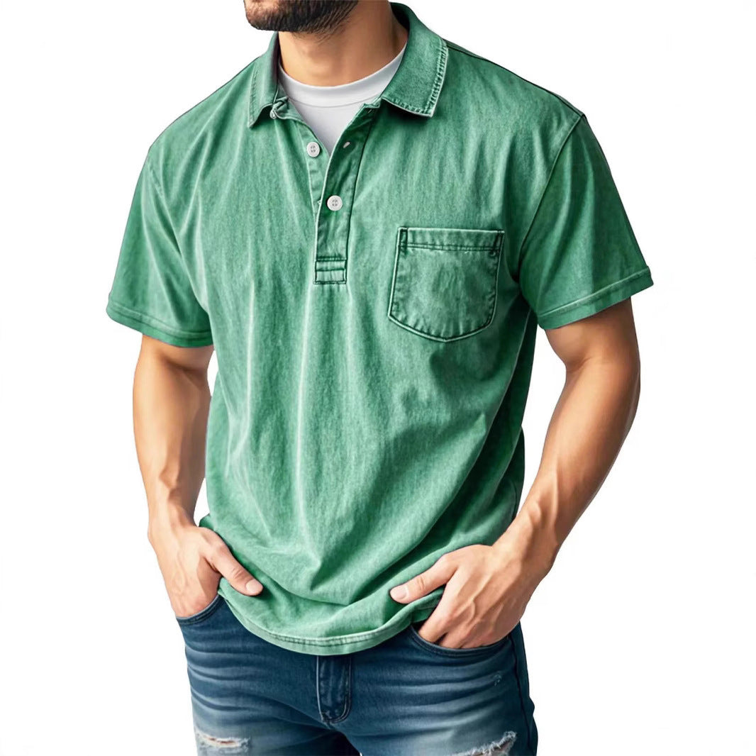 Men’s Casual Short Sleeve Polo Shirt with Lapel – Versatile & Stylish