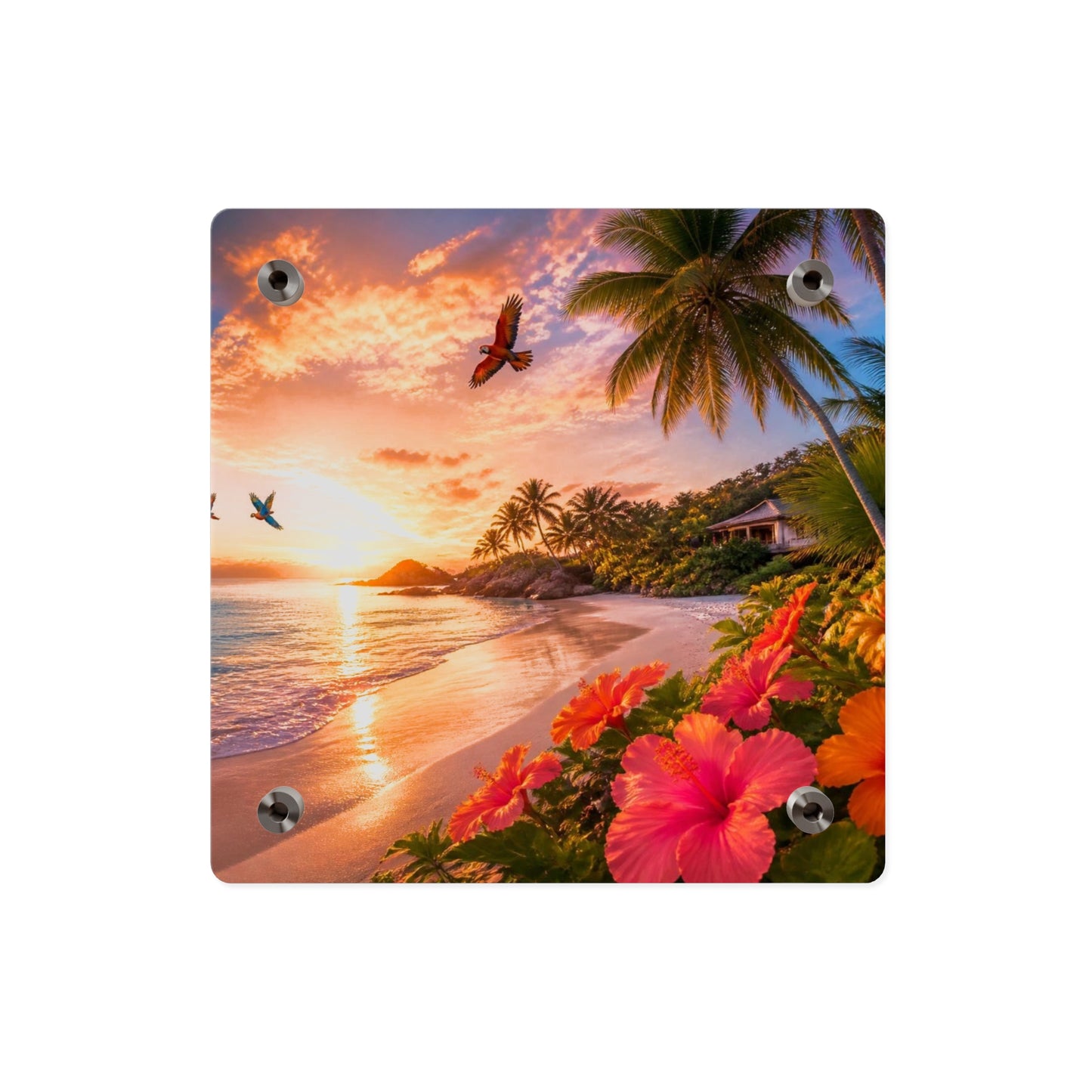 Tropical Beach Sunset Acrylic Wall Art Panel