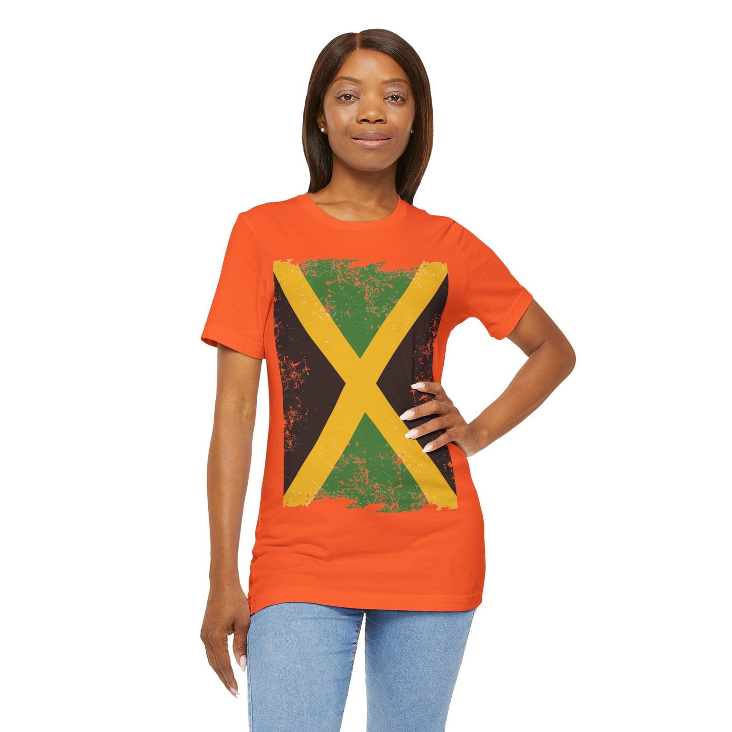 Jamaican Flag Short Sleeve Tee, Unisex Graphic Tee, Casual Wear, Festival Shirt, Gift for Music Lovers, Summer Vibes