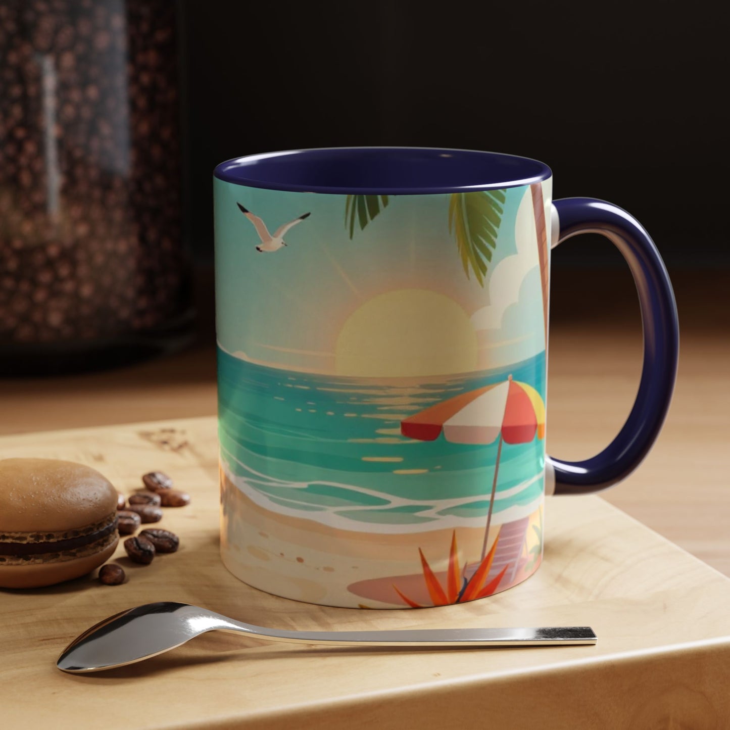 Beach Sunrise Coffee Mug — Tropical Ocean Scene Accent Mug (11/15oz)