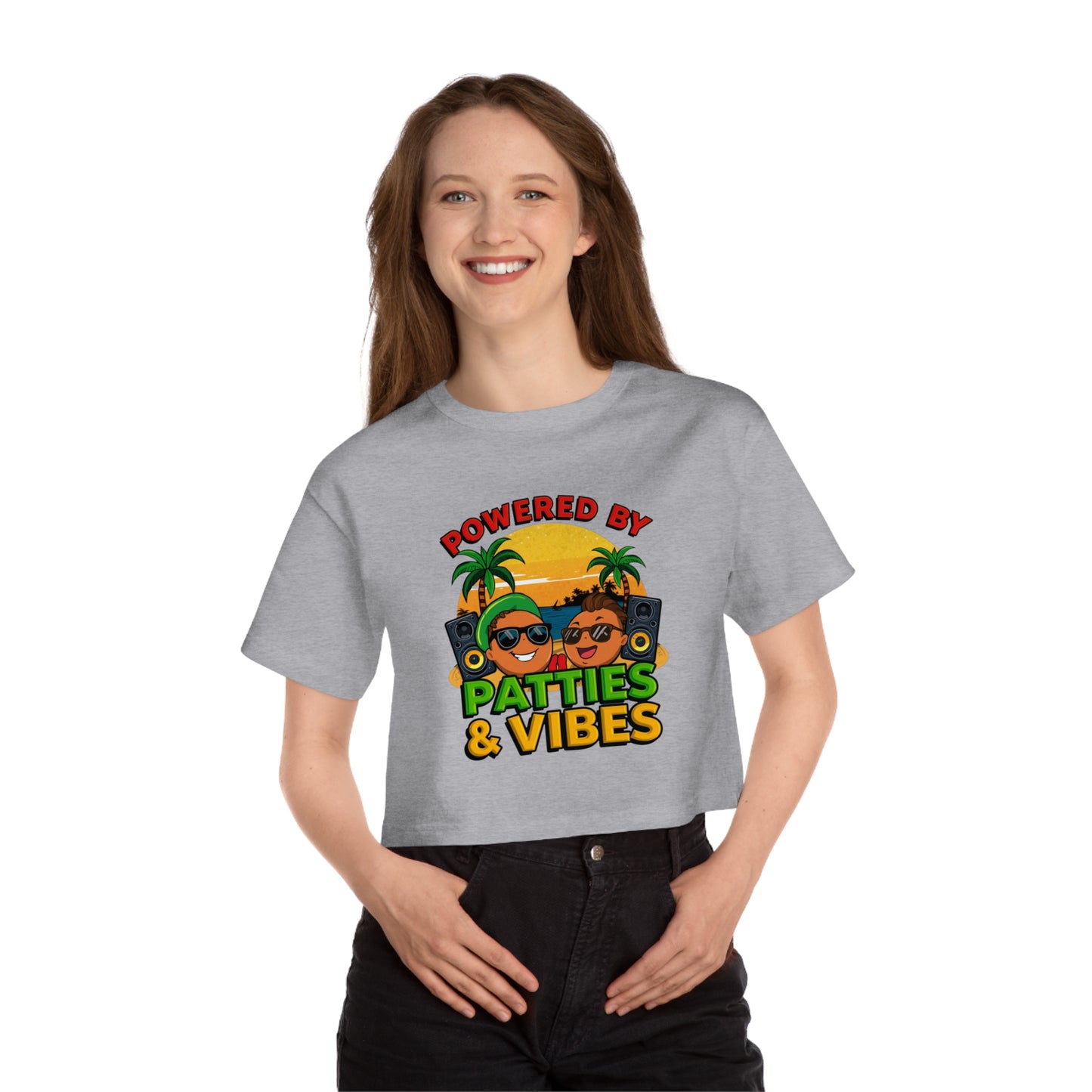 Powered by Patties and Vibes Cropped T-Shirt — Women's Champion Heritage Crop