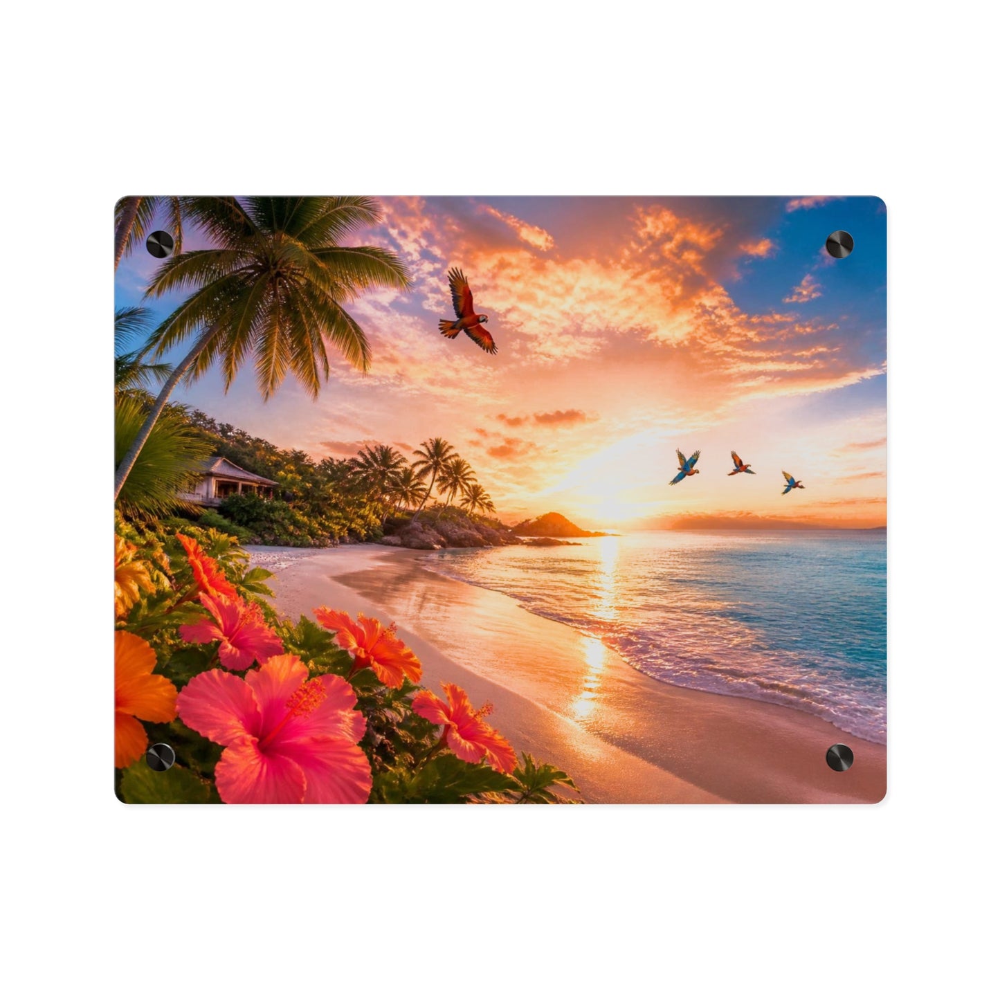 Tropical Beach Sunset Acrylic Wall Art Panel