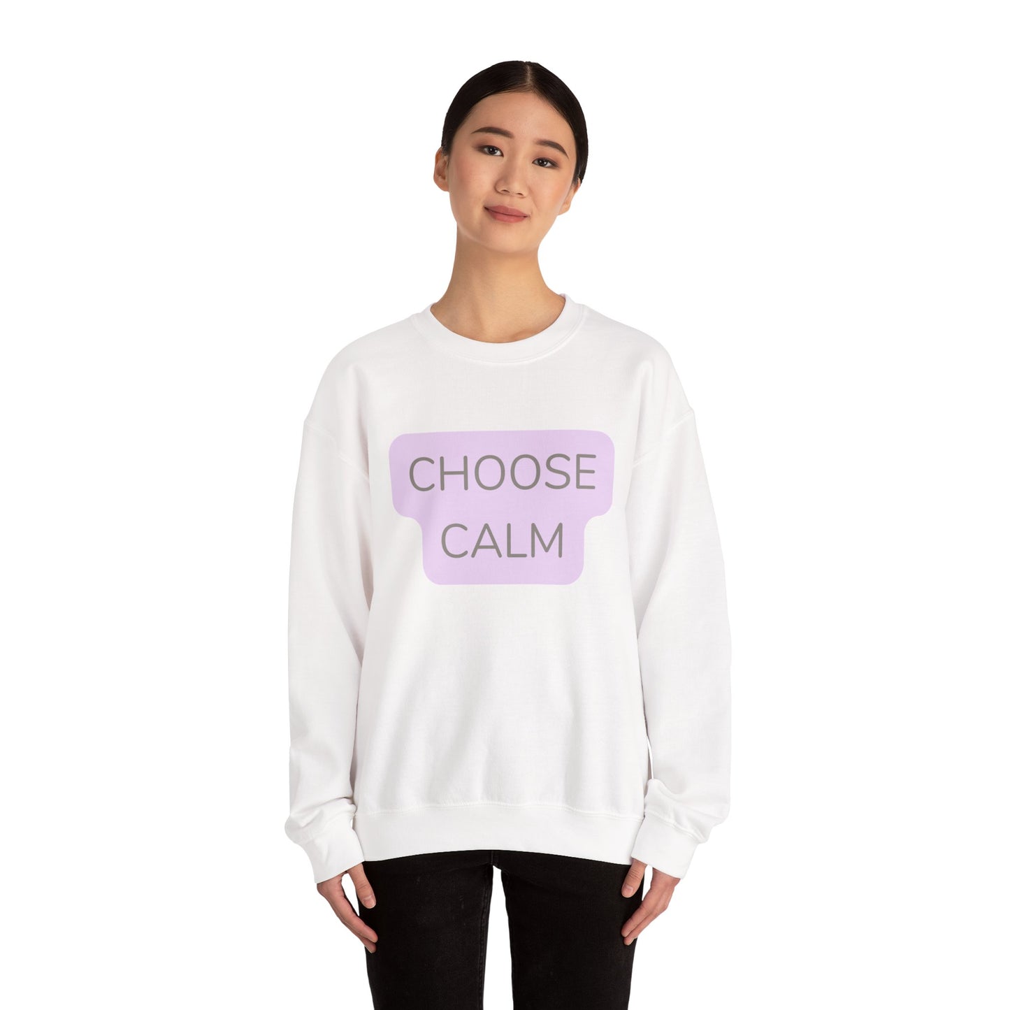 Crewneck Sweatshirt — "Choose Calm" Pastel Wellness Graphic