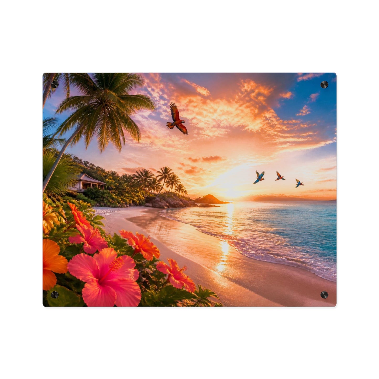 Tropical Beach Sunset Acrylic Wall Art Panel