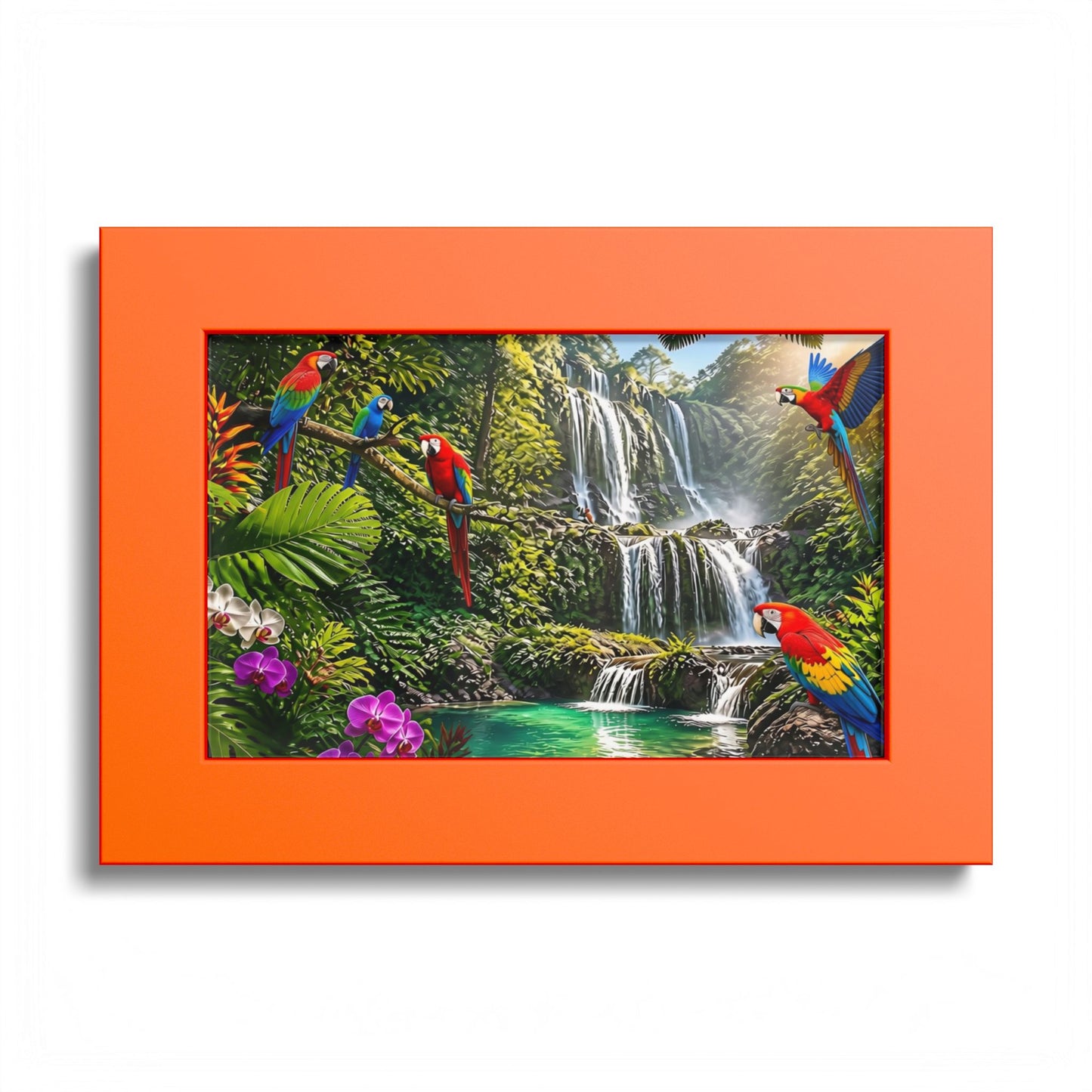 Tropical Waterfall Parrot Poster