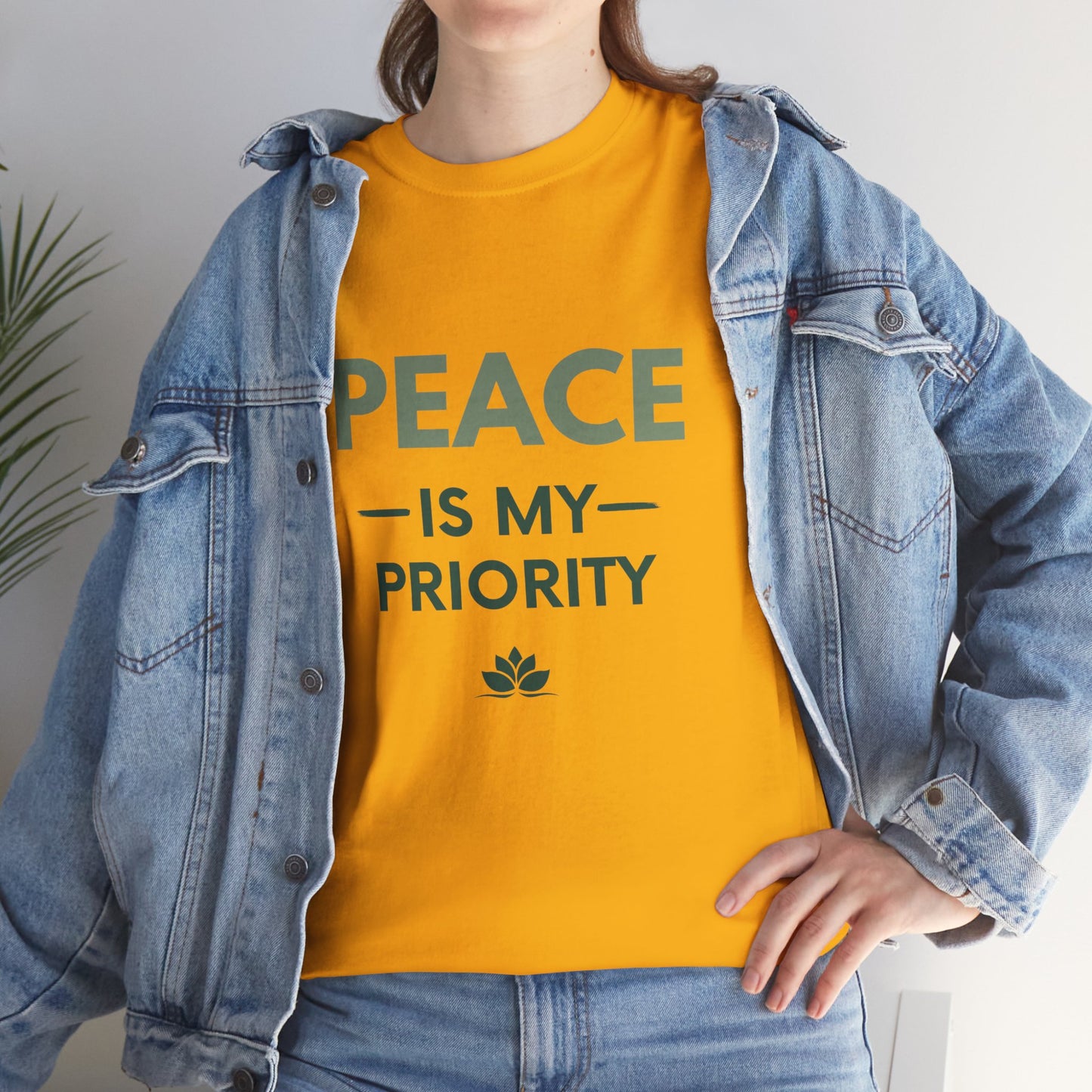 Peace is My Priority Unisex Heavy Cotton Tee, Relaxed Fit T-Shirt, Mindfulness Shirt, Gift for Meditation Lovers