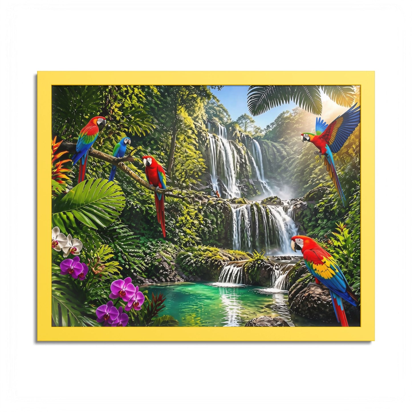 Tropical Waterfall Parrot Poster