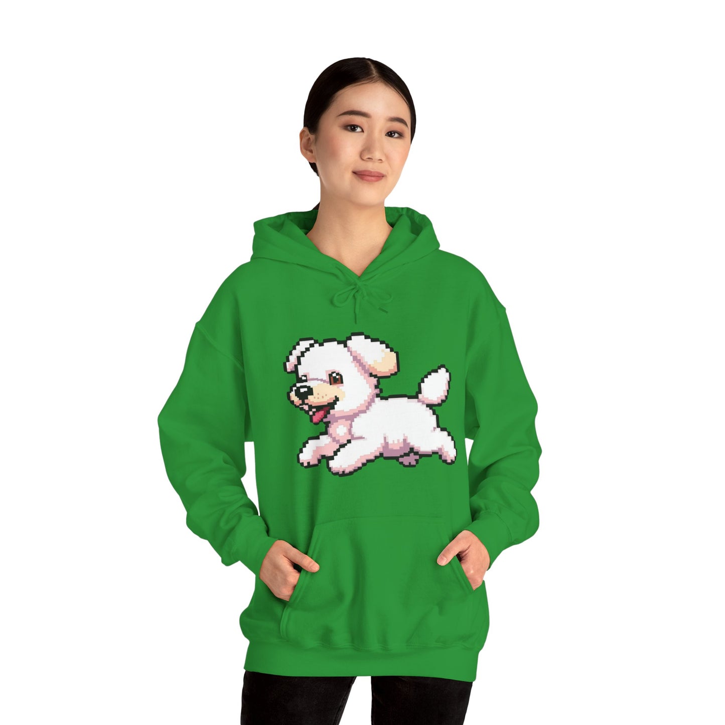 Pixelated Dog Unisex Hoodie, Cozy Pet Lover Sweatshirt, Cute Dog Design, Gift for Animal Lovers, Ideal for Casual Wear, Perfect for Holidays