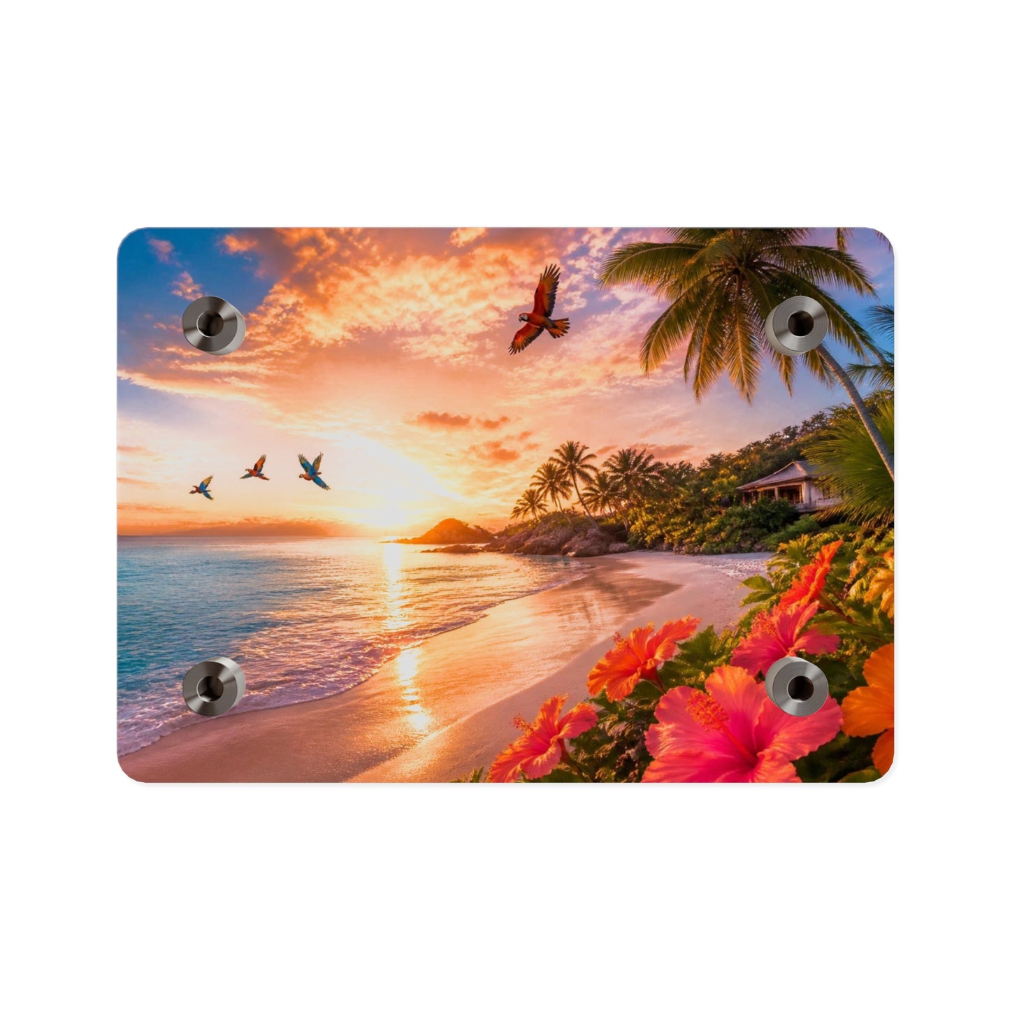 Tropical Beach Sunset Acrylic Wall Art Panel