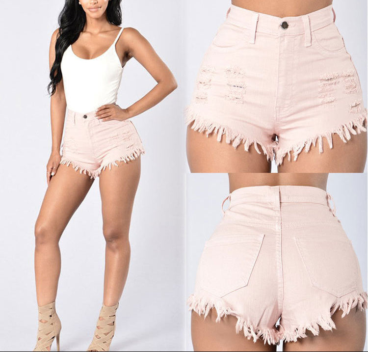 Stretch Sexy Frayed Denim Shorts Women's Hot Pants