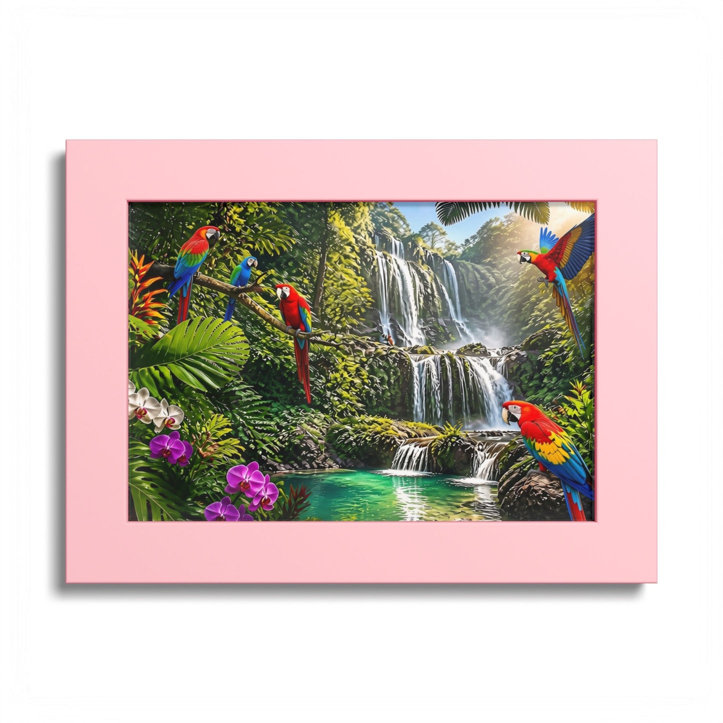 Tropical Waterfall Parrot Poster
