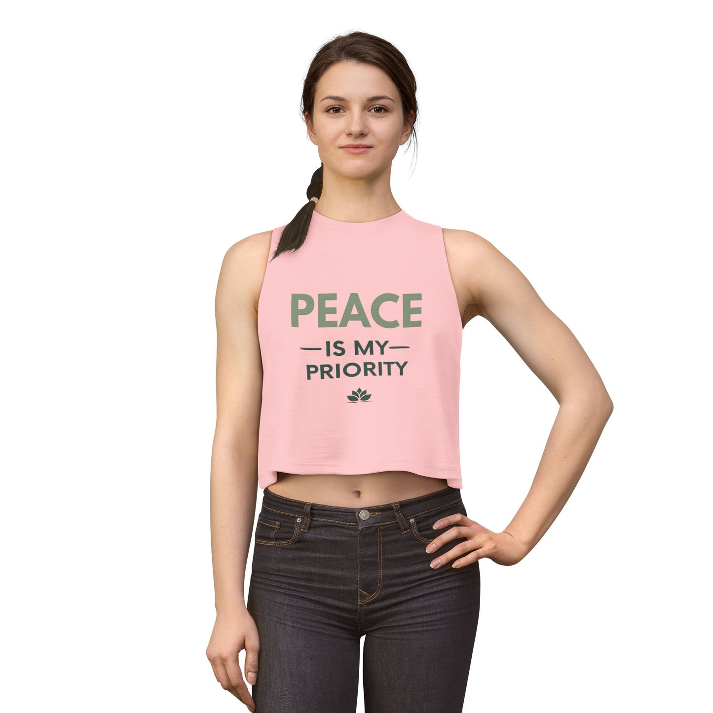Peace Is My Priority Crop Top — Women's Relaxed Yoga Tank