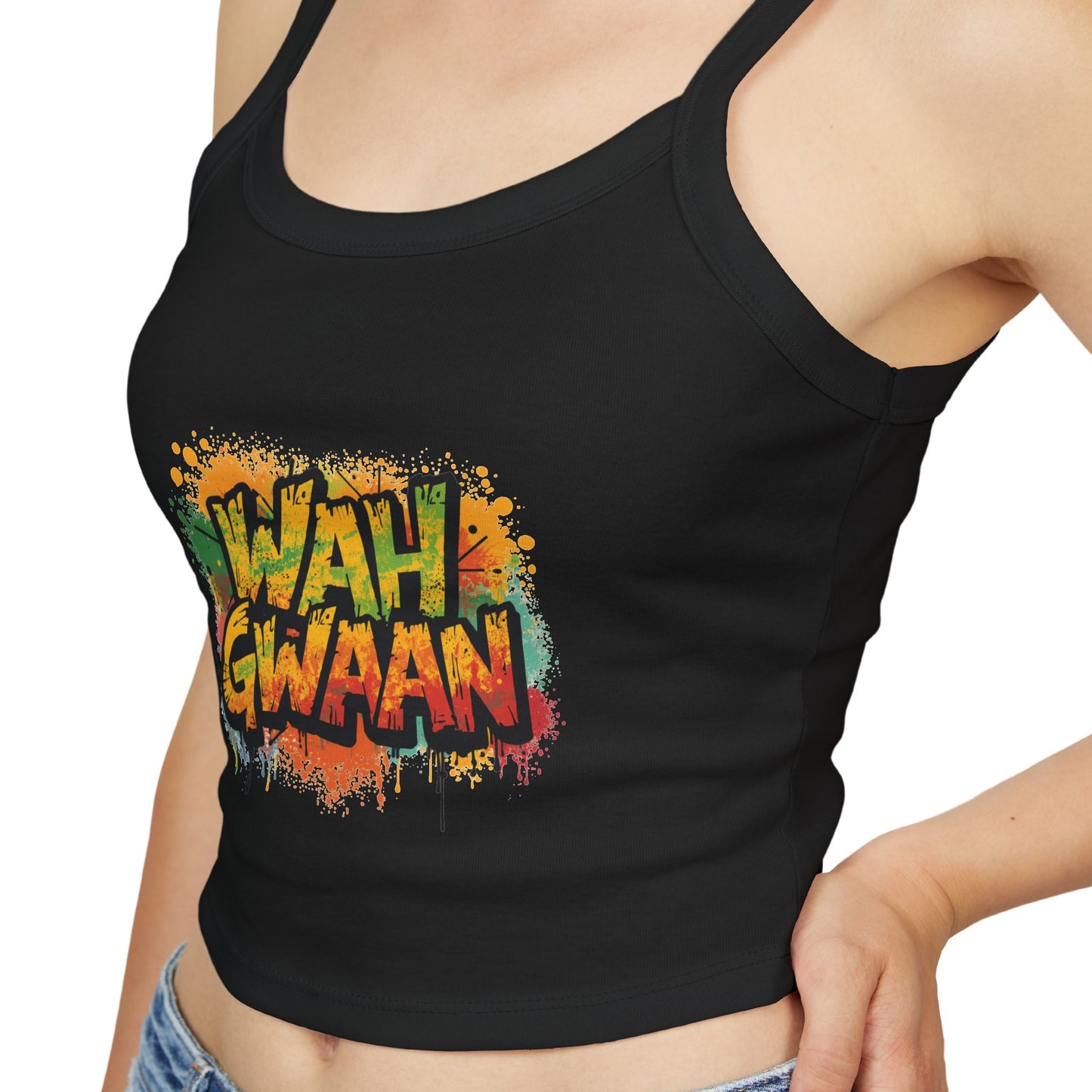 Wah Gwaan Women's Tank Top — Caribbean Vibes Spaghetti Strap Tee
