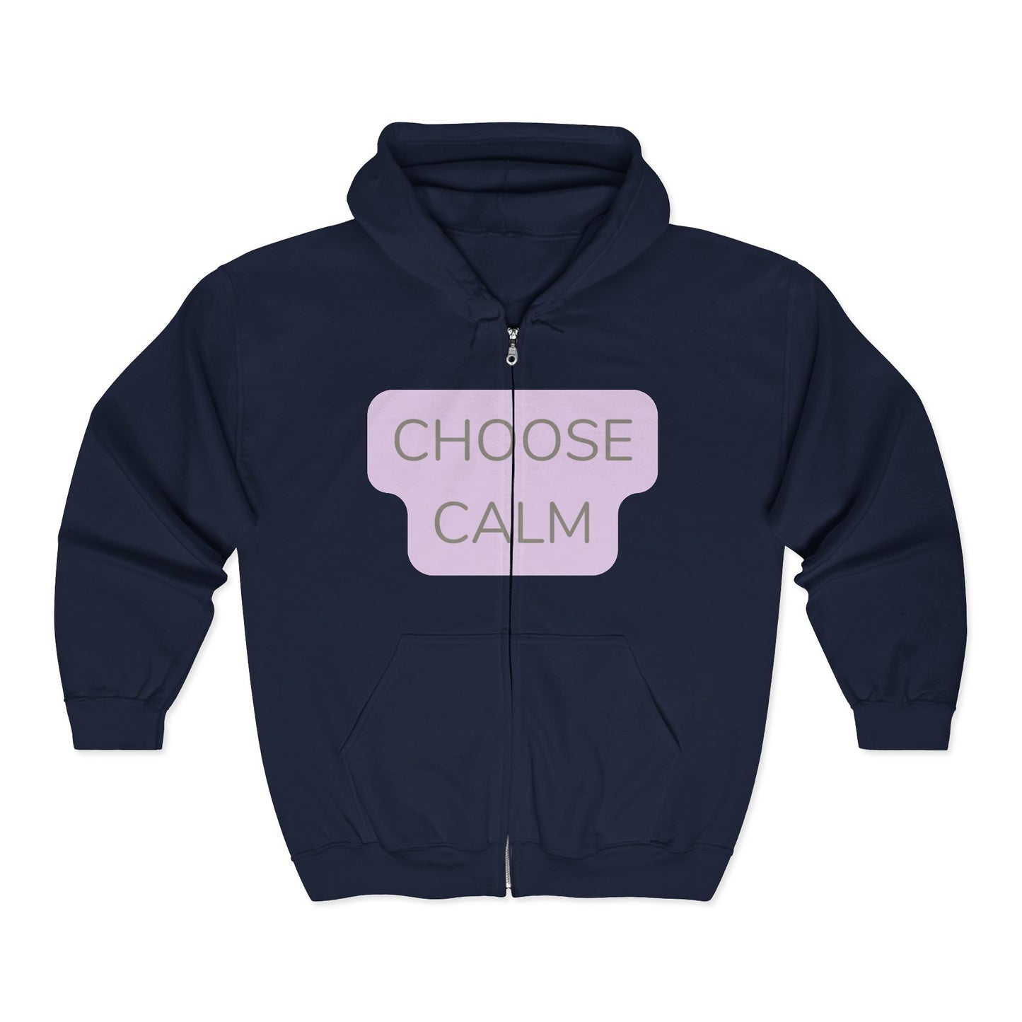 Choose Calm Zip Unisex Heavy Blend Hoodie — Relaxation Graphic Full-Zip Hoodie