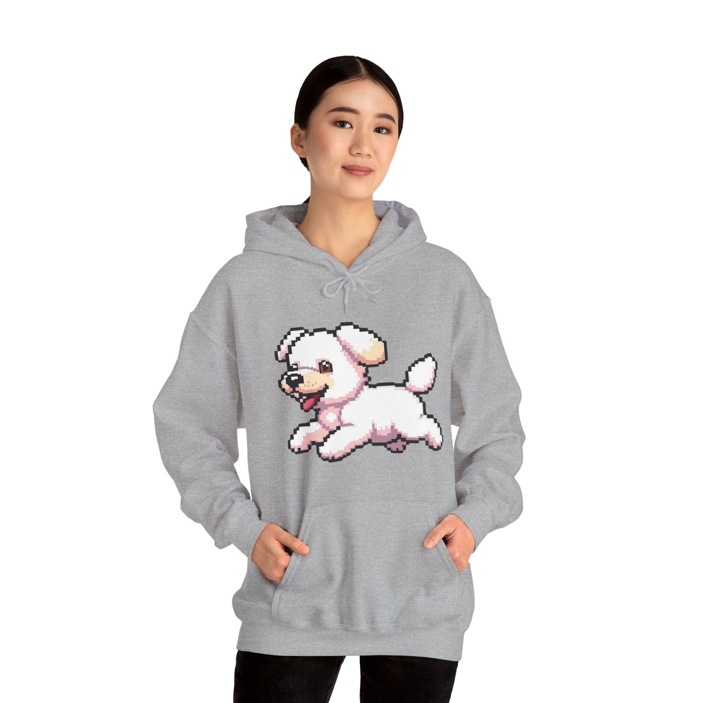 Pixelated Dog Unisex Hoodie, Cozy Pet Lover Sweatshirt, Cute Dog Design, Gift for Animal Lovers, Ideal for Casual Wear, Perfect for Holidays
