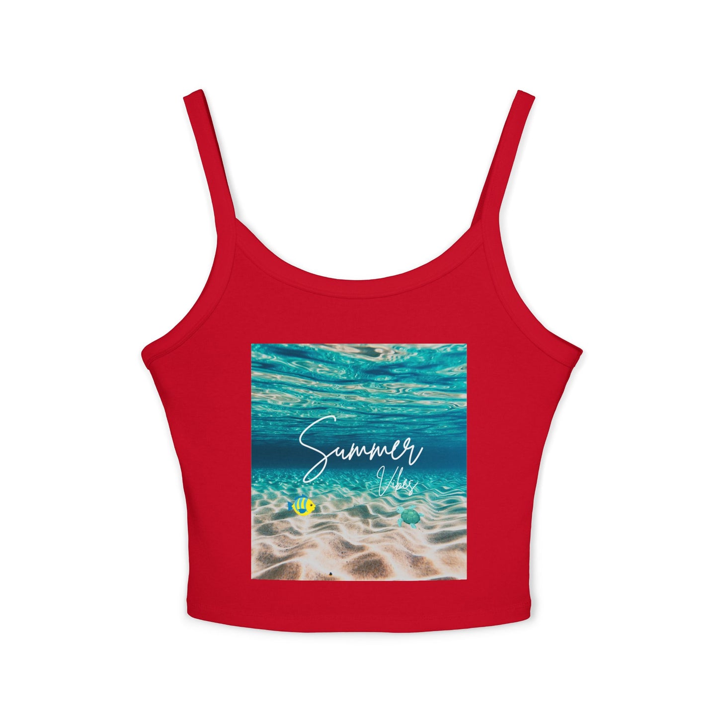 Summer Vibes Spaghetti Strap Tank Top - Beachwear, Vacation Outfit, Summer Fashion, Casual Top