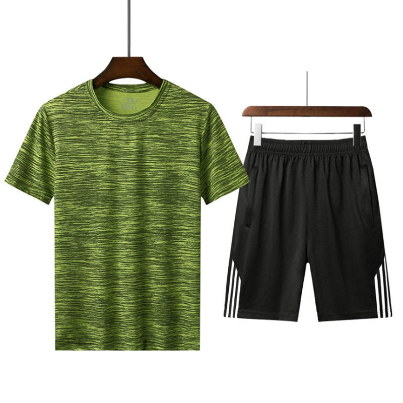Men’s Summer Fitness Set – Quick-Dry T-Shirt & Shorts Running Suit