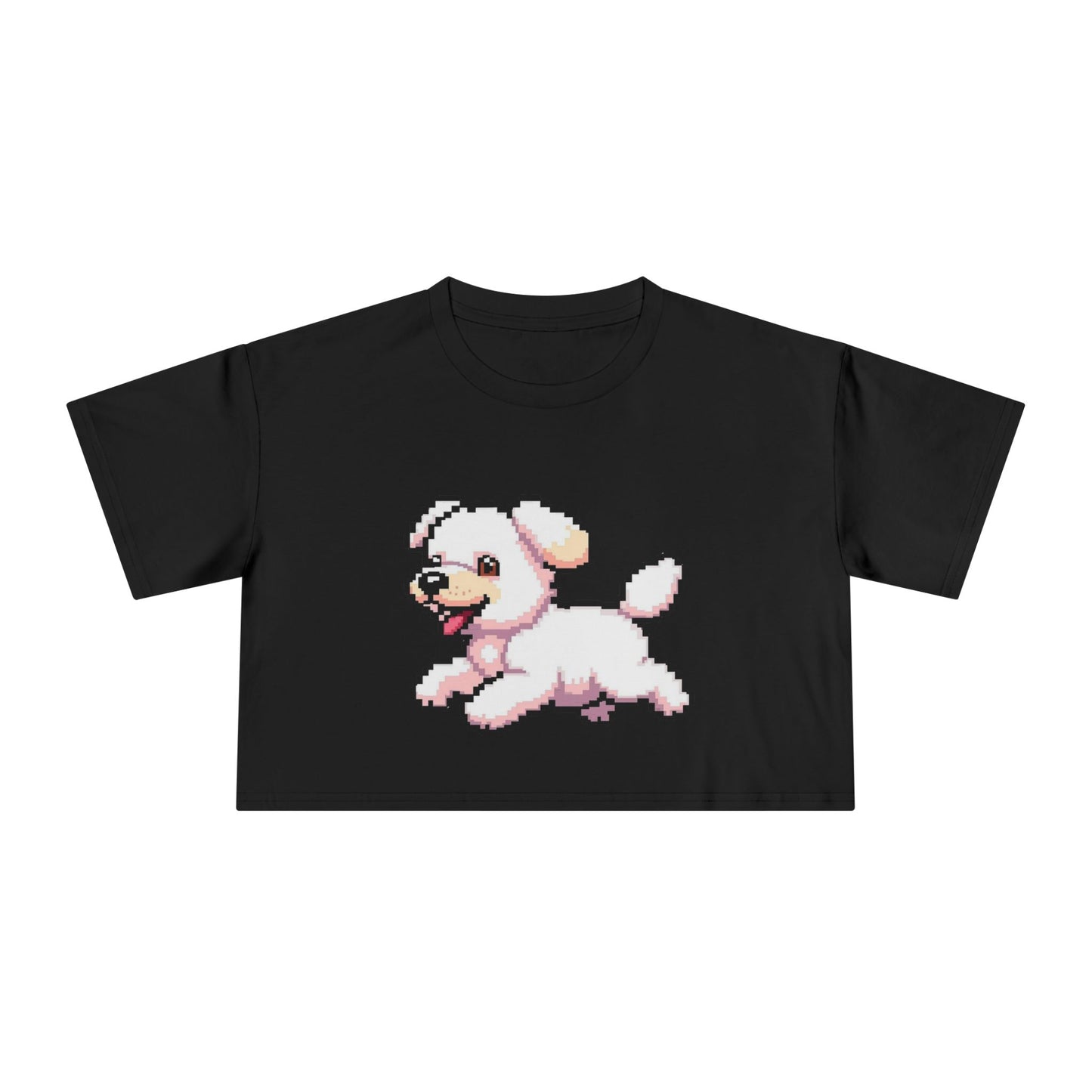 Playful Retro Dog Women's Crop Tee, Cute Animal Top, Summer Shirt, Gift for Dog Lovers, Casual Style, Beachwear