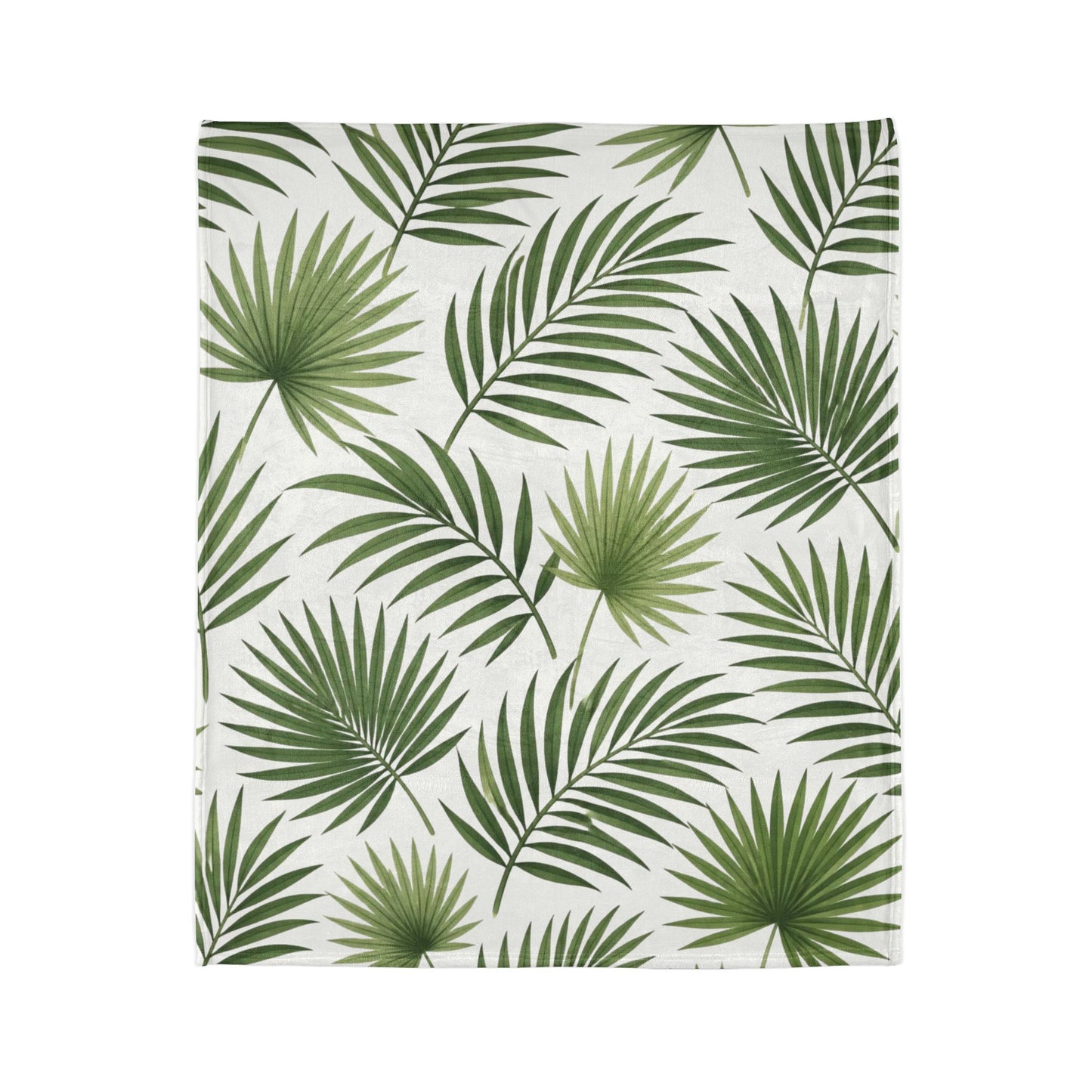 Tropical Palm Leaf Throw Blanket – Green Botanical Polyester Blanket