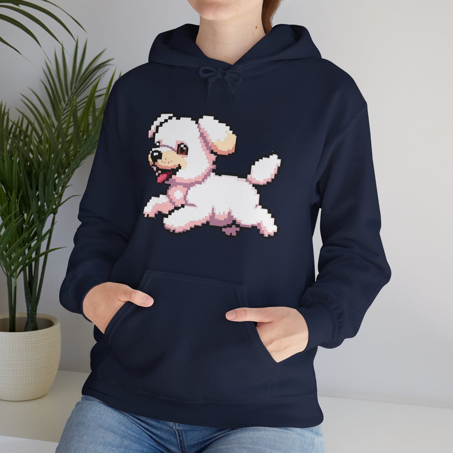 Pixelated Dog Unisex Hoodie, Cozy Pet Lover Sweatshirt, Cute Dog Design, Gift for Animal Lovers, Ideal for Casual Wear, Perfect for Holidays