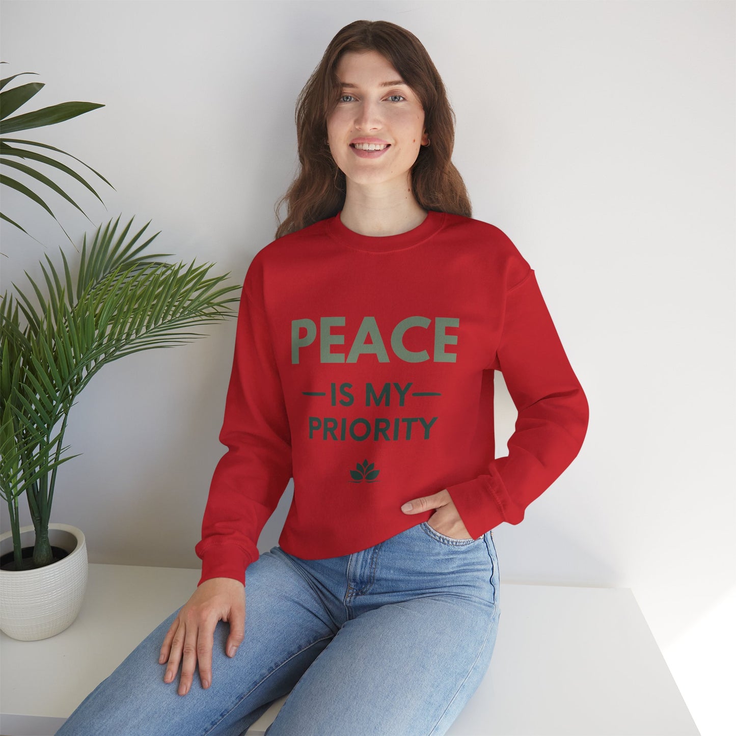 Peace Is My Priority Sweatshirt — Relaxed Crewneck Pullover for Mindfulness & Self-Care