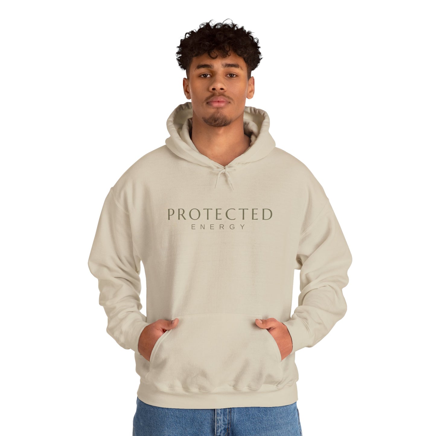 Protected Energy Unisex Heavy Blend Hoodie — Minimal Spiritual Wellness Hooded Sweatshirt