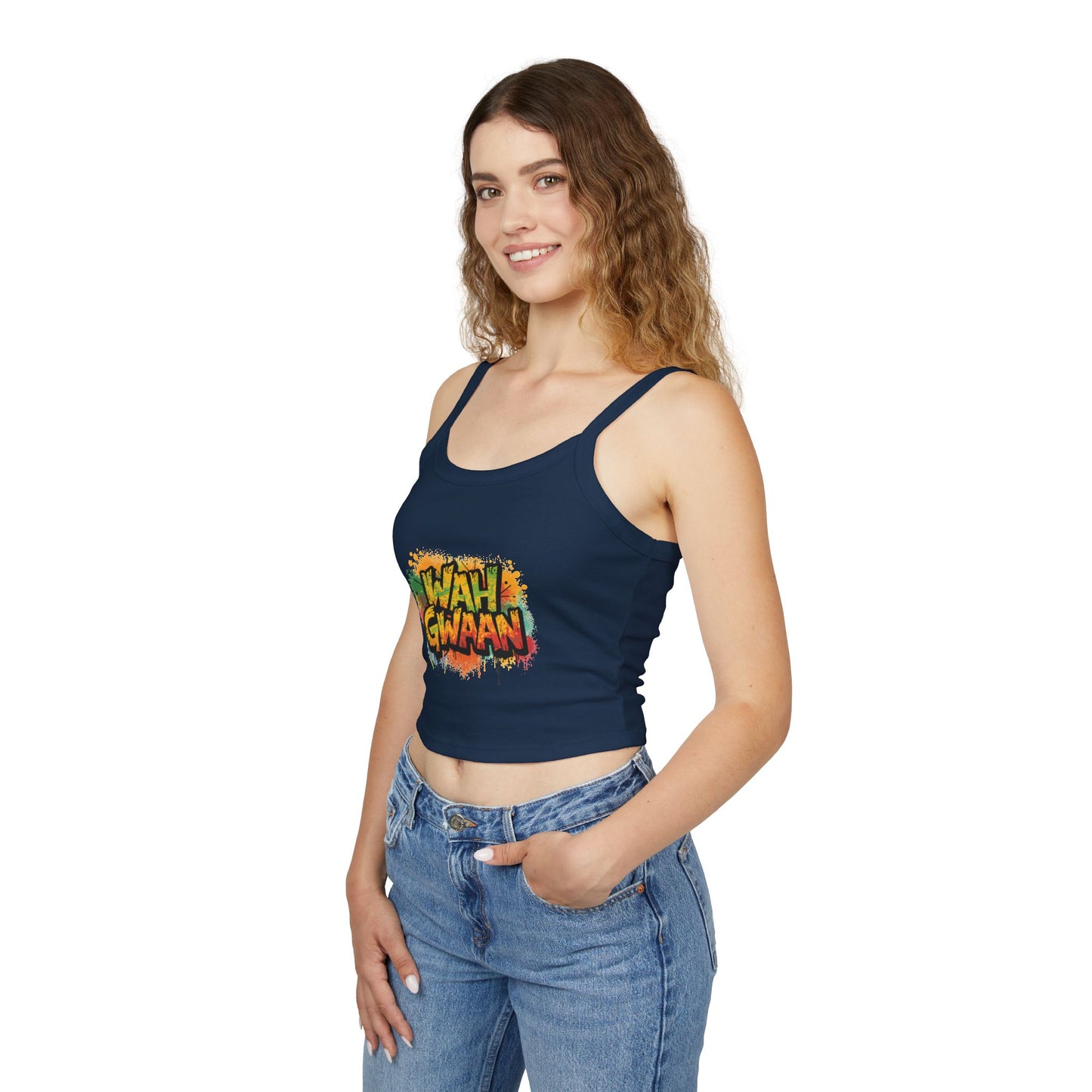 Wah Gwaan Women's Tank Top — Caribbean Vibes Spaghetti Strap Tee