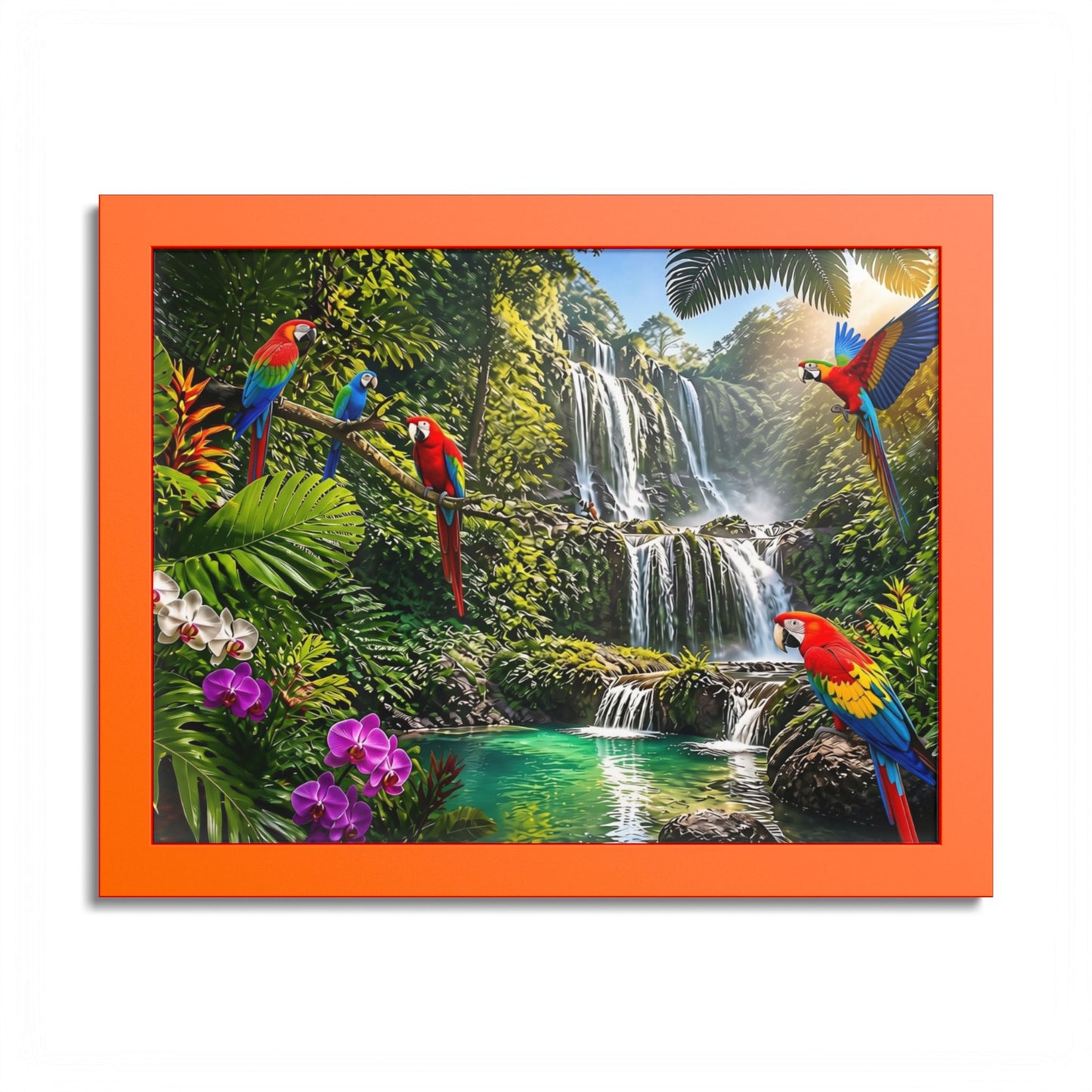 Tropical Waterfall Parrot Poster