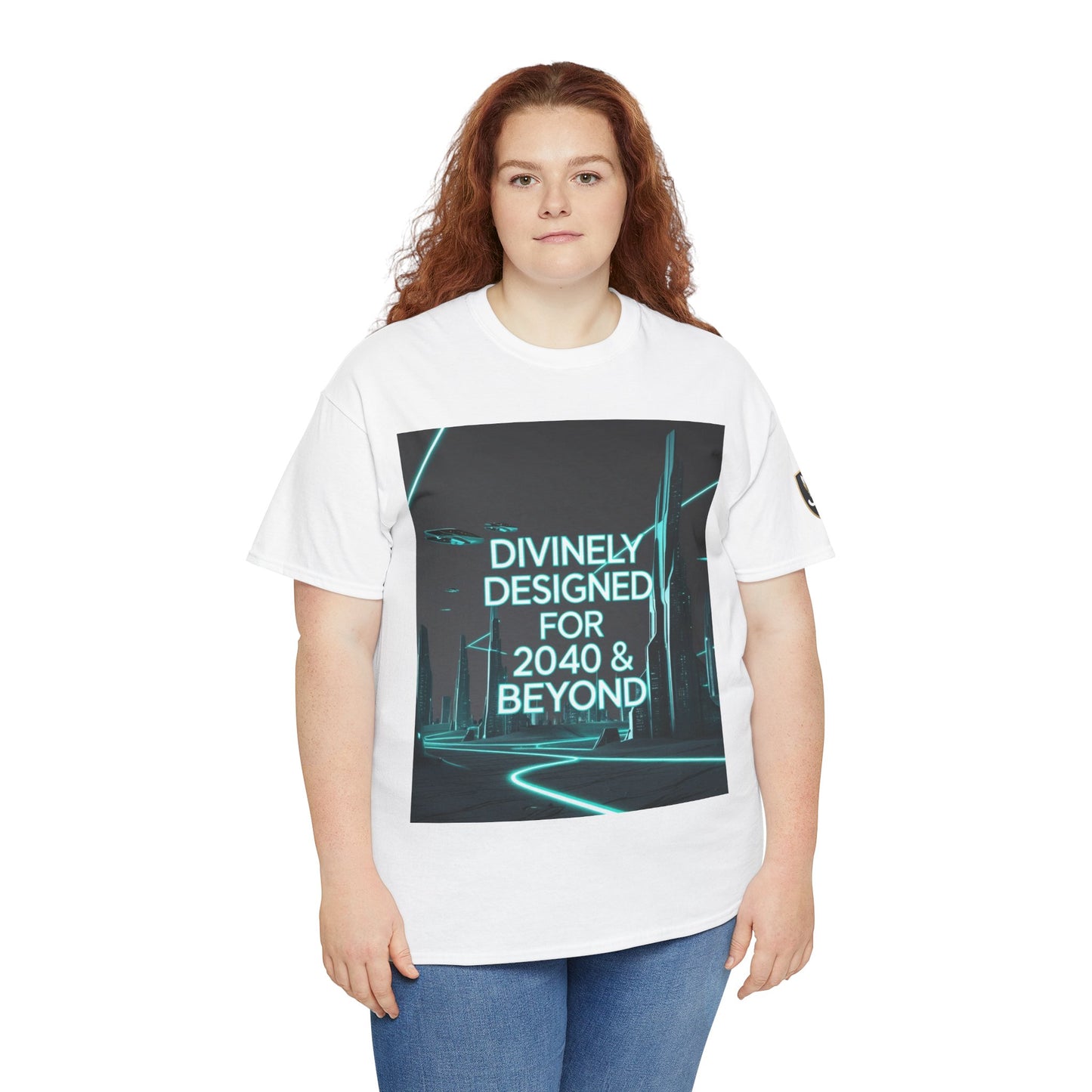 Futuristic Urban Tee for Tech Lovers - Unisex Heavy Cotton