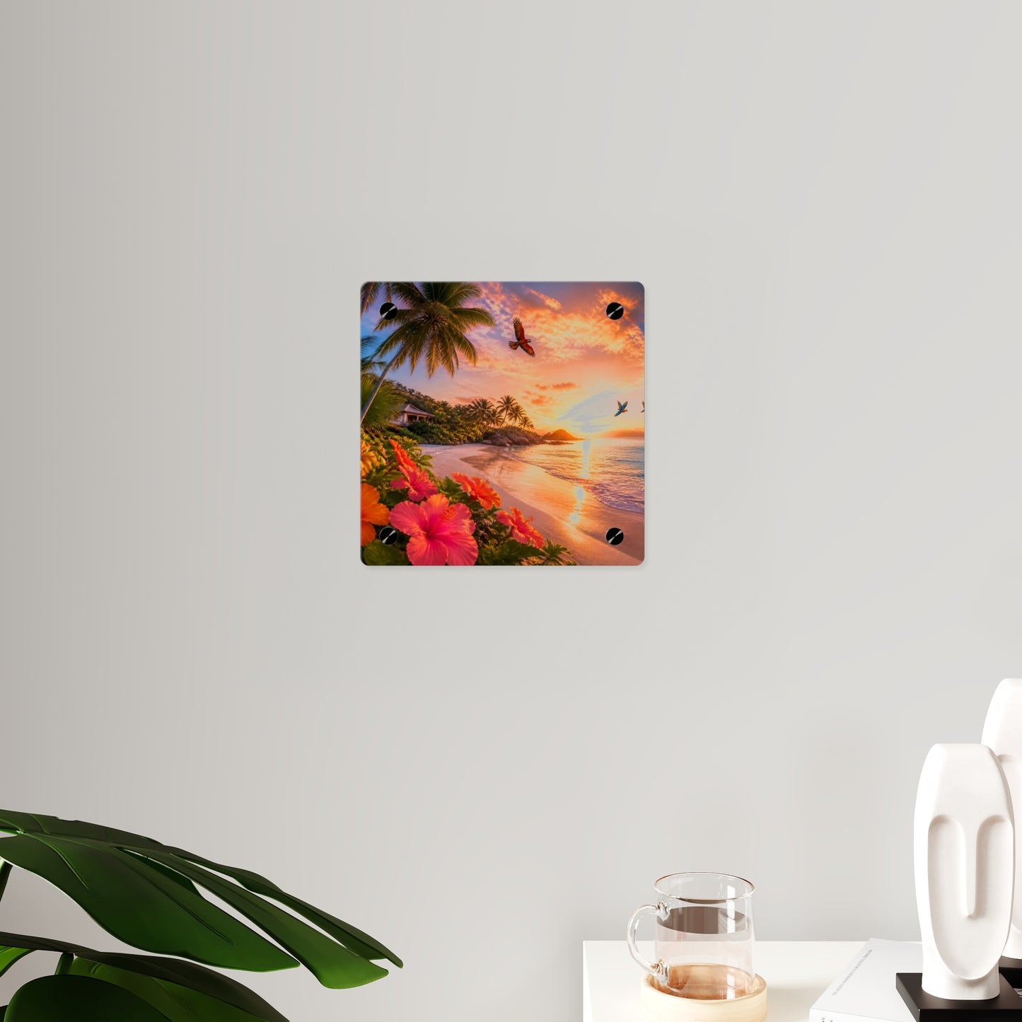 Tropical Beach Sunset Acrylic Wall Art Panel