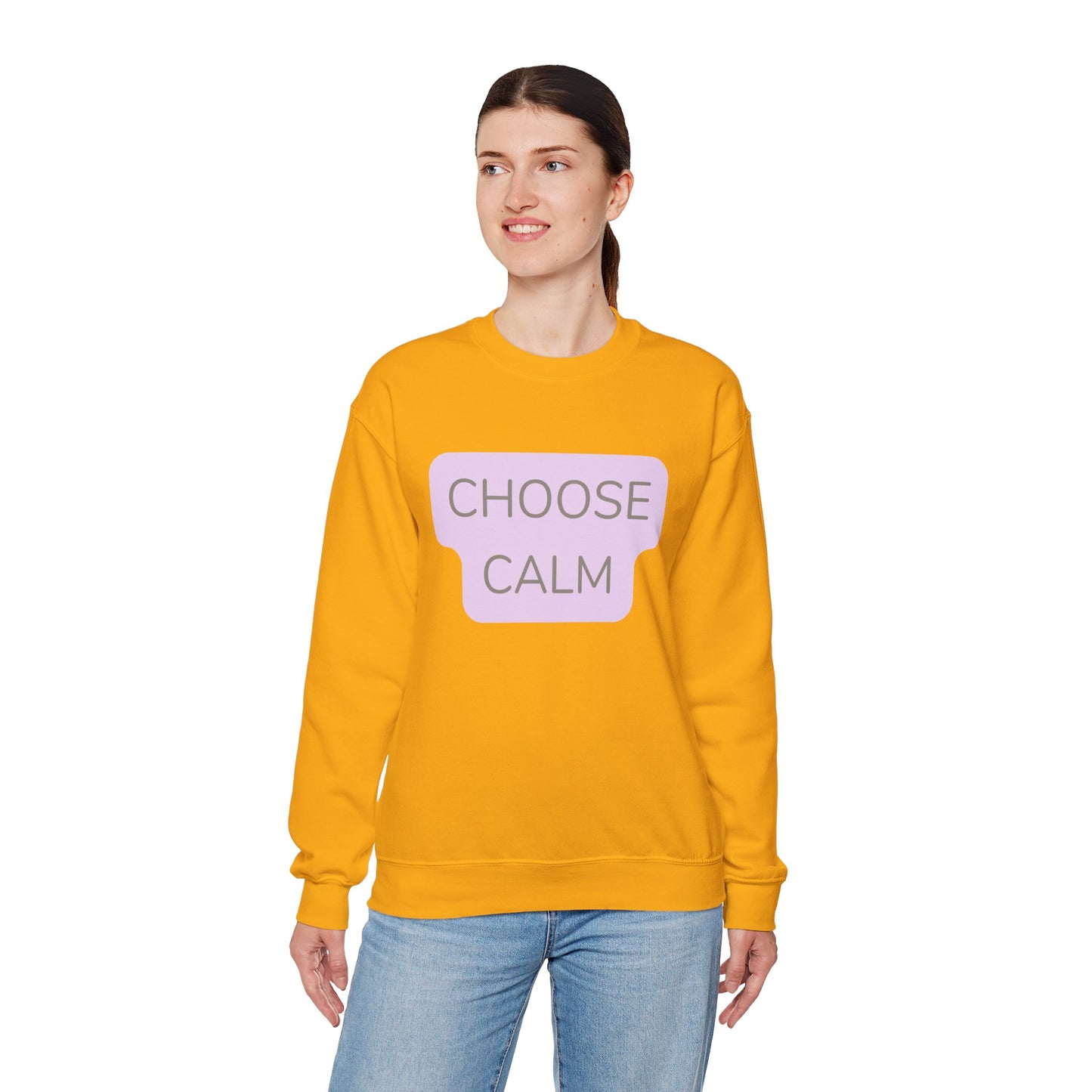 Crewneck Sweatshirt — "Choose Calm" Pastel Wellness Graphic