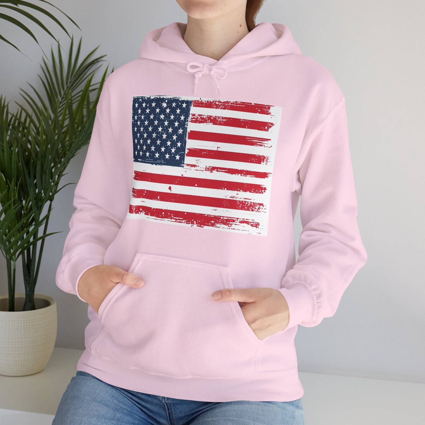 Vintage American Flag Hoodie, Unisex Sweatshirt for Independence Day, Patriotic Gift, Cozy Outerwear, 4th of July Celebration