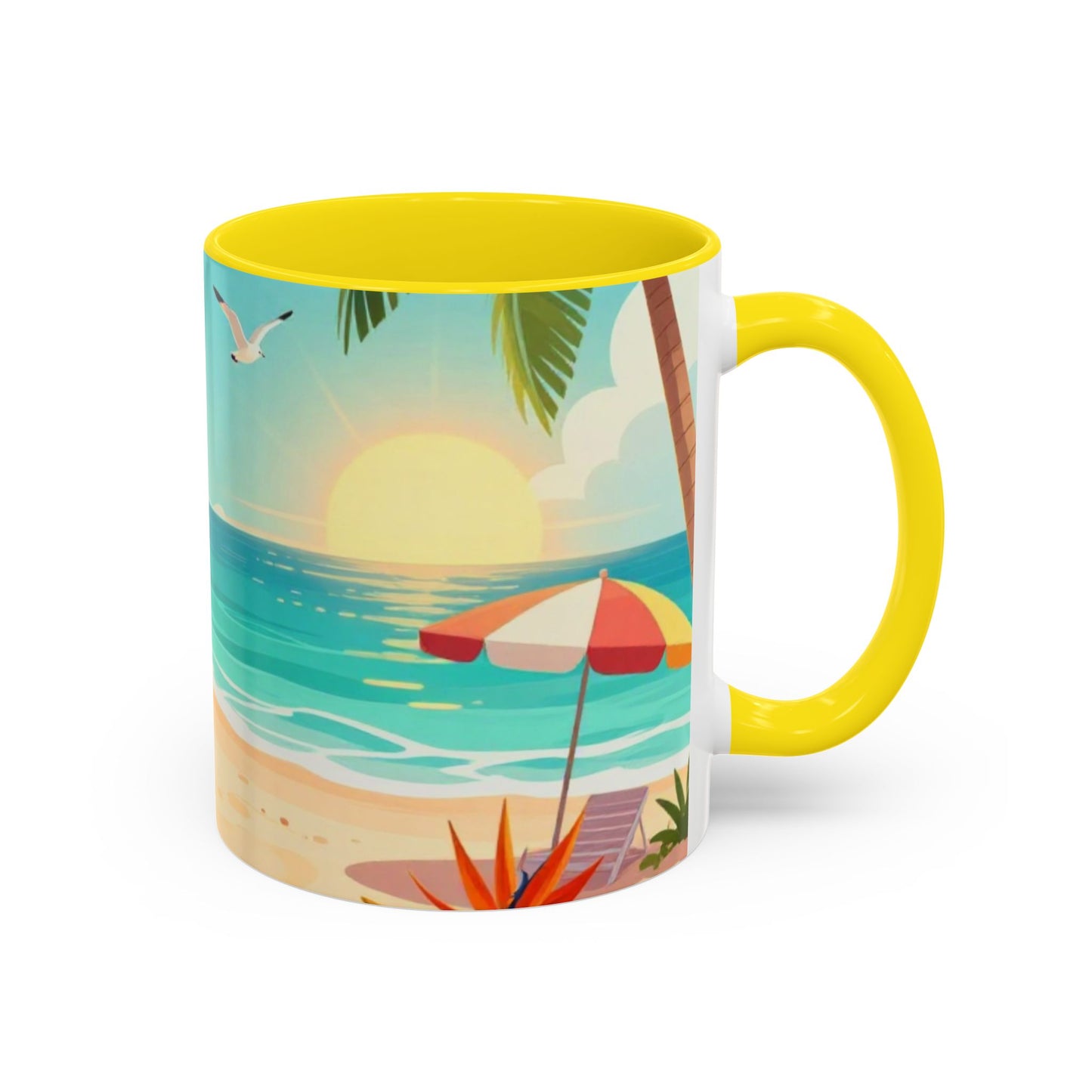 Beach Sunrise Coffee Mug — Tropical Ocean Scene Accent Mug (11/15oz)