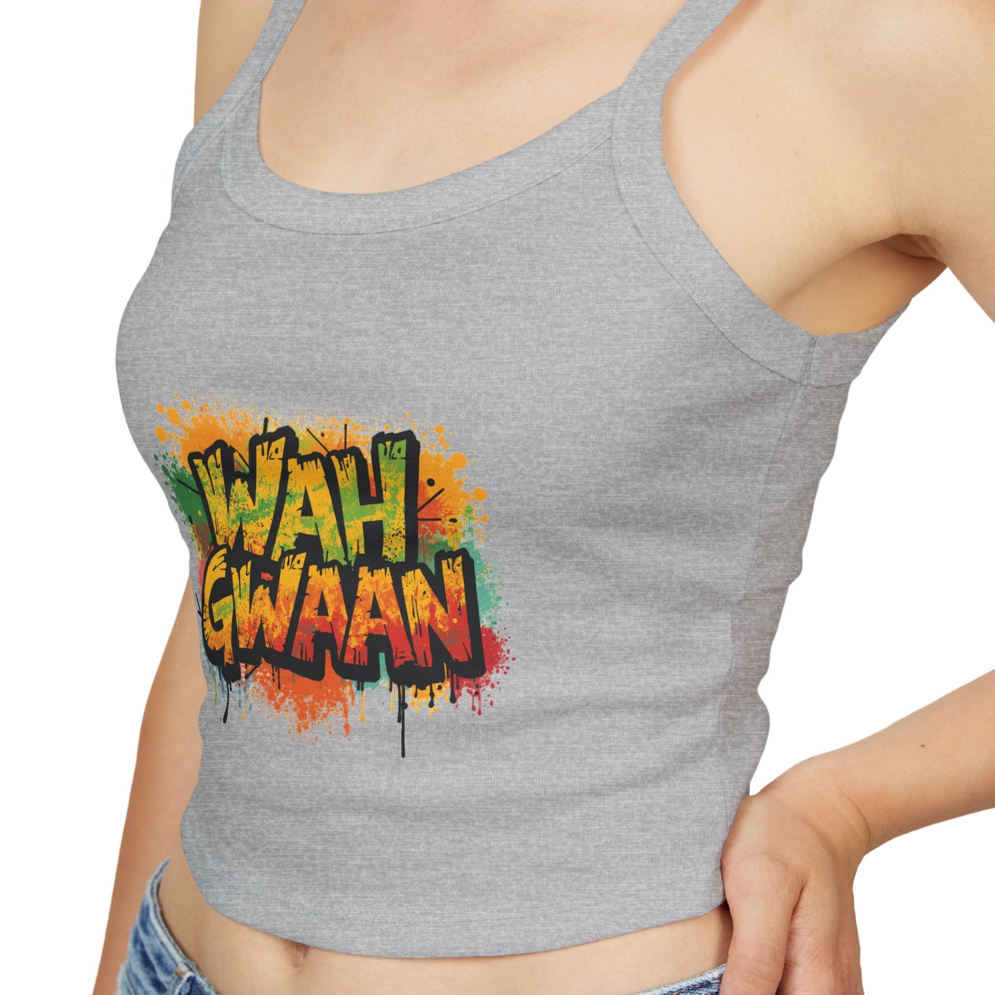 Wah Gwaan Women's Tank Top — Caribbean Vibes Spaghetti Strap Tee