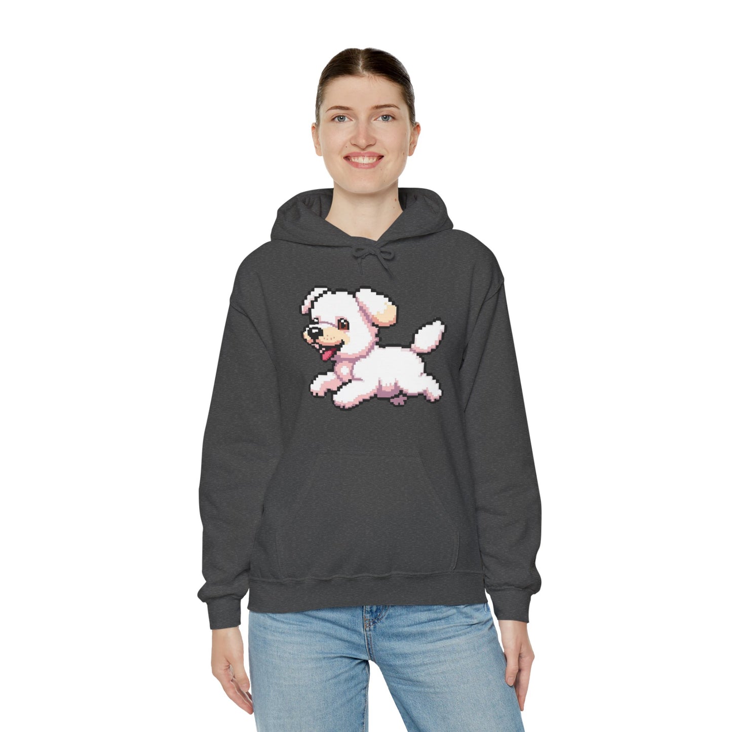 Pixelated Dog Unisex Hoodie, Cozy Pet Lover Sweatshirt, Cute Dog Design, Gift for Animal Lovers, Ideal for Casual Wear, Perfect for Holidays