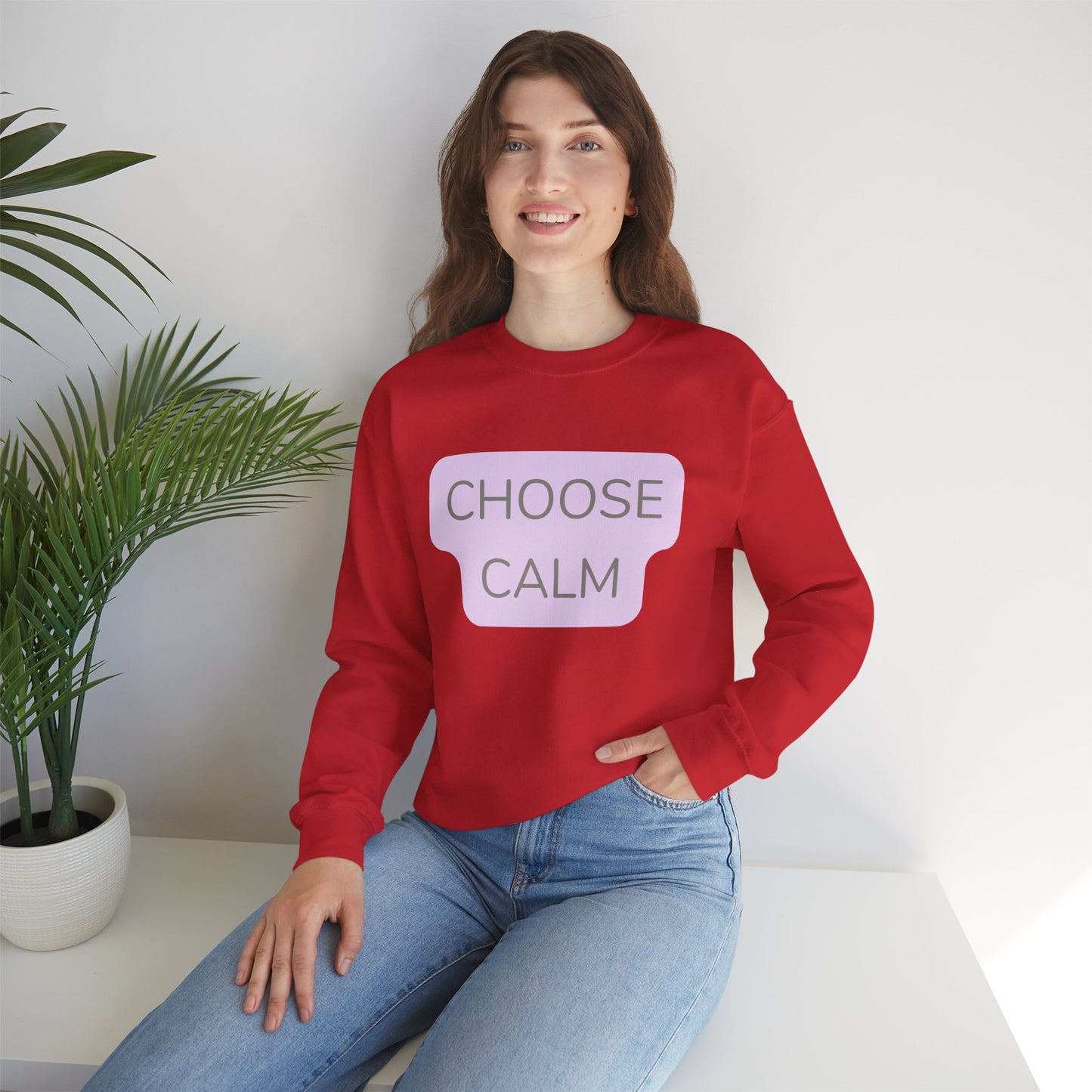 Crewneck Sweatshirt — "Choose Calm" Pastel Wellness Graphic