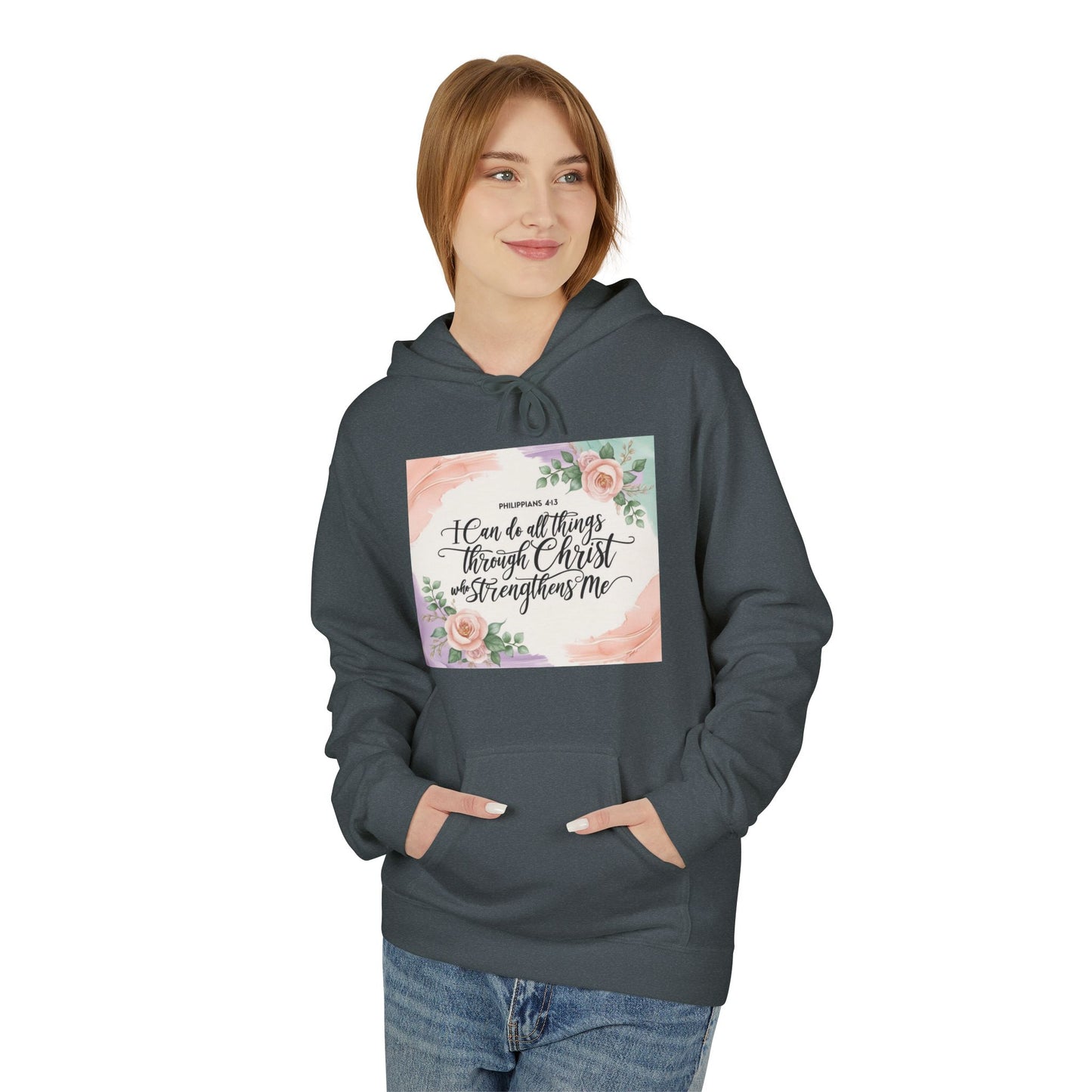 Inspirational Floral Fleece Hoodie – Cozy Motivational Gift