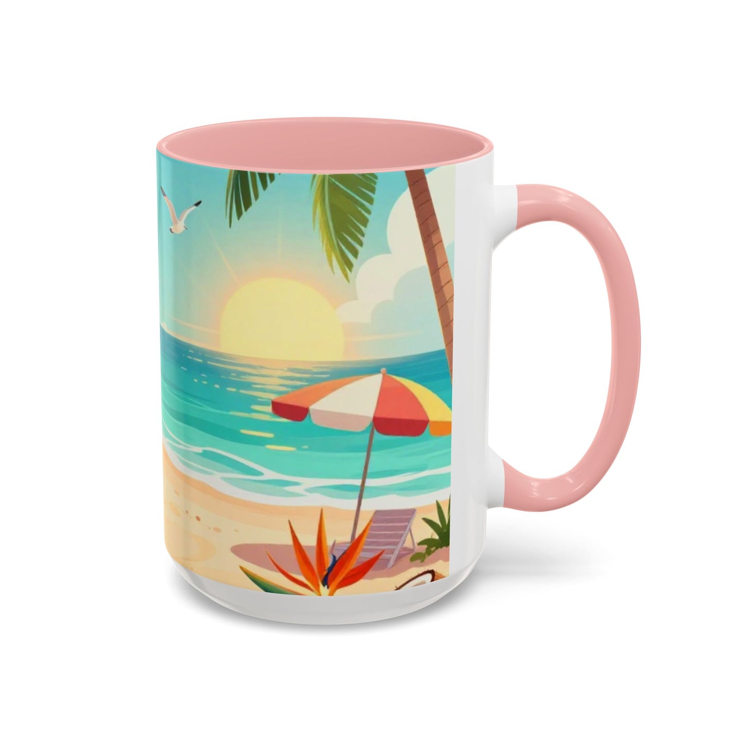 Beach Sunrise Coffee Mug — Tropical Ocean Scene Accent Mug (11/15oz)
