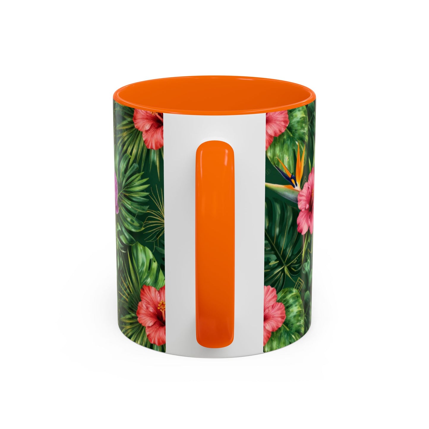 Tropical Floral Coffee Mug — Orchid & Hibiscus Accent 11/15oz