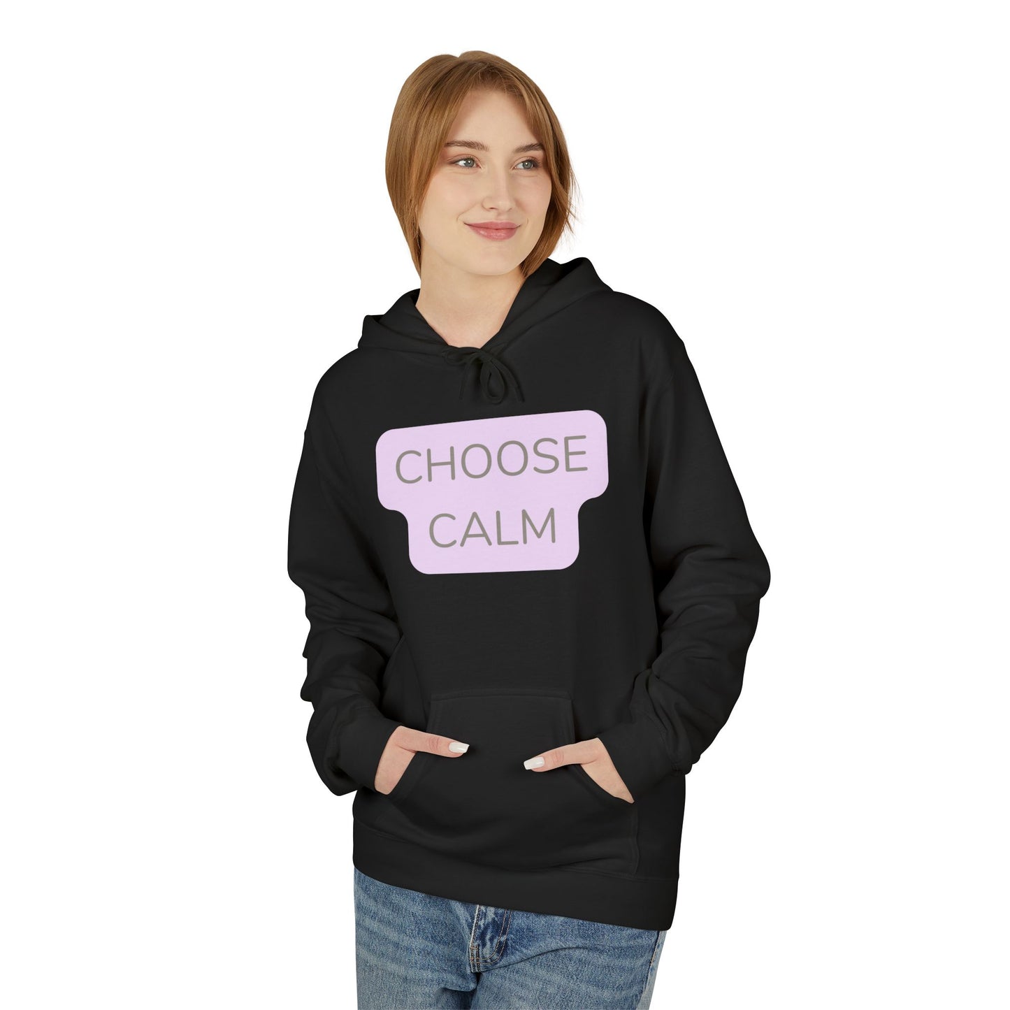 Choose Calm Unisex Midweight Softstyle Hoodie — Minimal Pastel Graphic Relaxation Sweatshirt