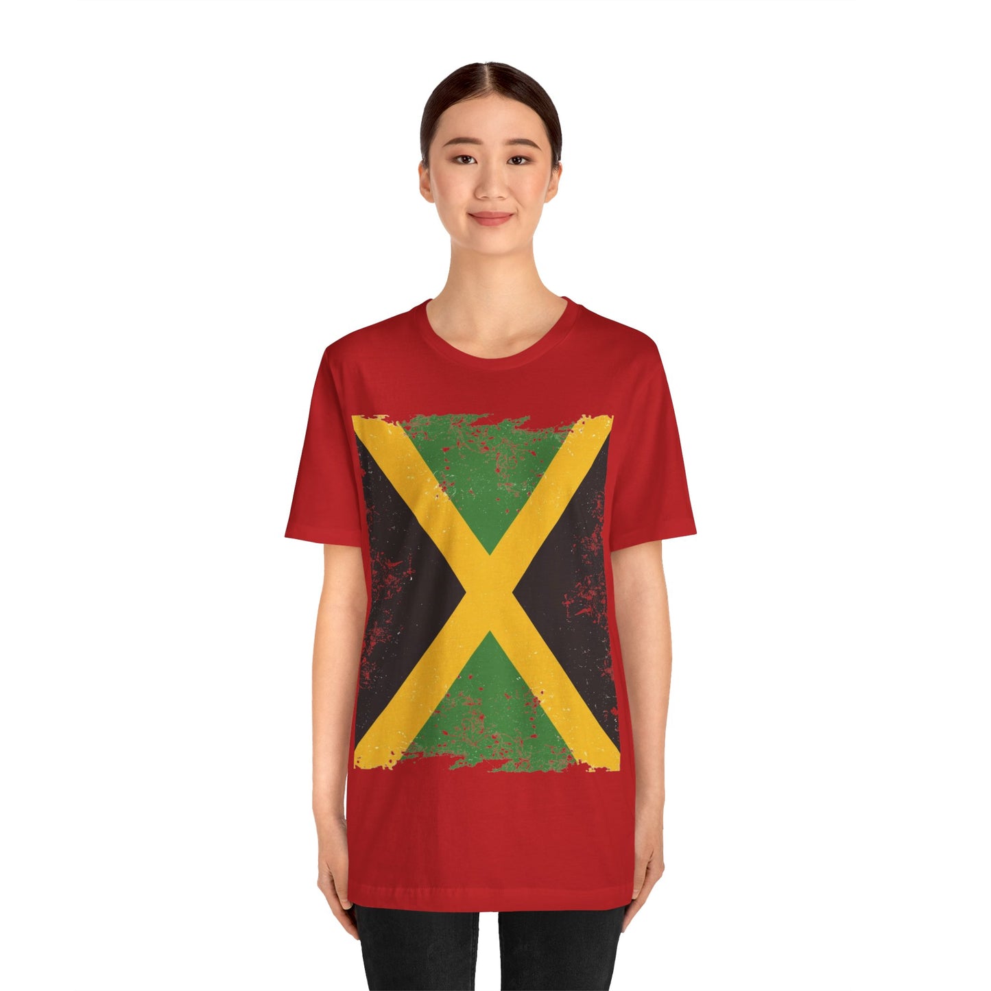 Jamaican Flag Short Sleeve Tee, Unisex Graphic Tee, Casual Wear, Festival Shirt, Gift for Music Lovers, Summer Vibes