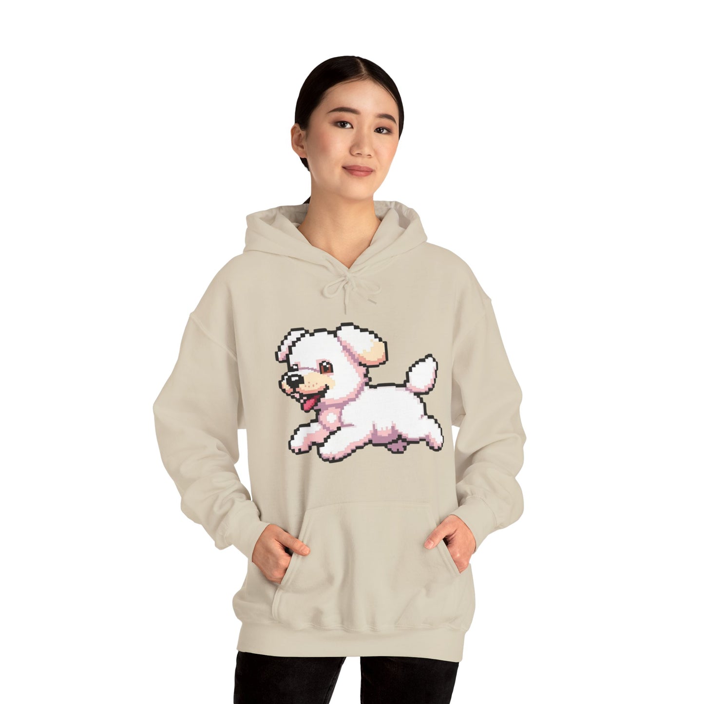 Pixelated Dog Unisex Hoodie, Cozy Pet Lover Sweatshirt, Cute Dog Design, Gift for Animal Lovers, Ideal for Casual Wear, Perfect for Holidays