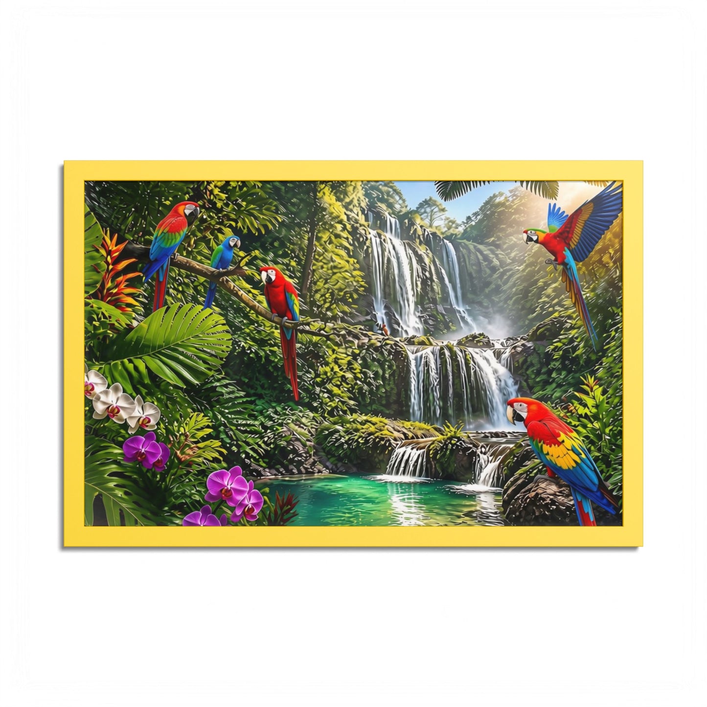 Tropical Waterfall Parrot Poster
