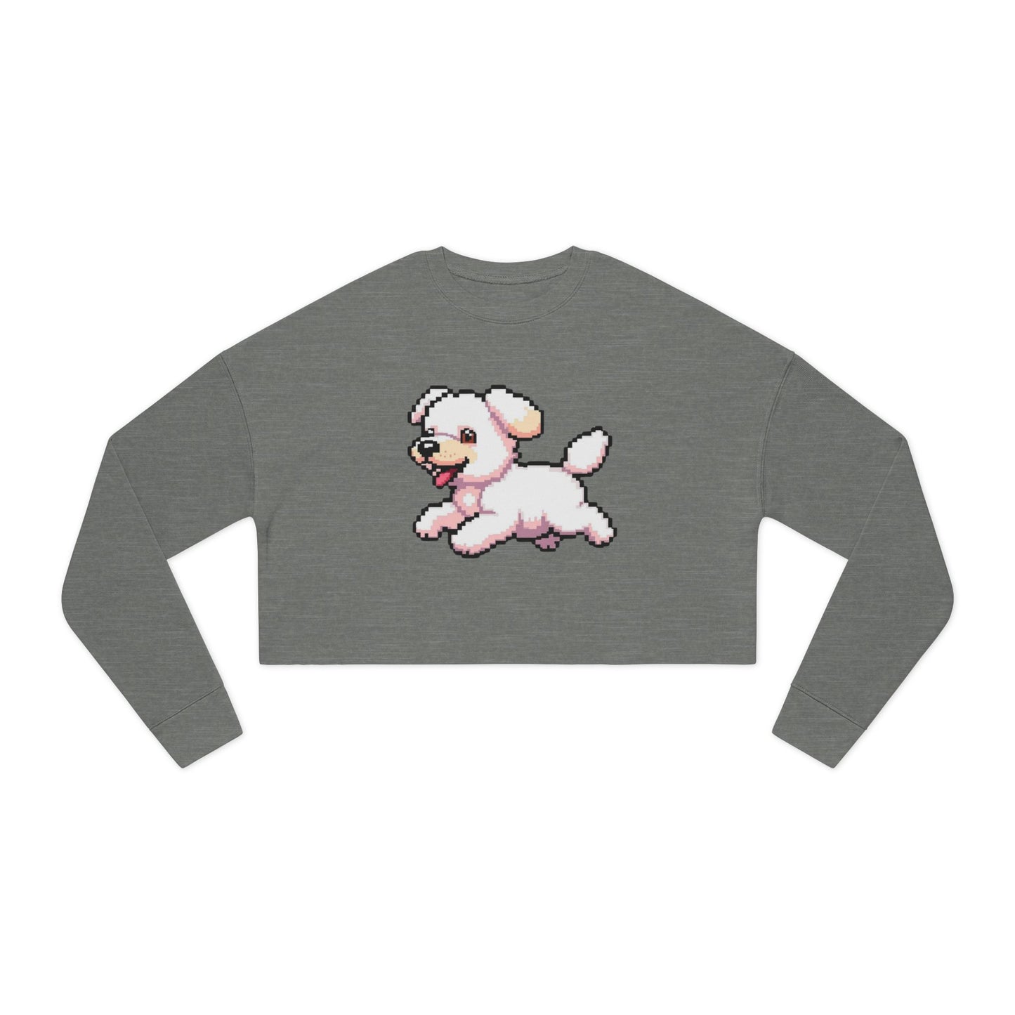 Playful Puppy Women's Cropped Sweatshirt, Cute Dog Sweatshirt, Pet Lover Gift, Casual Chic Top, Spring Fashion, Animal Lover Apparel